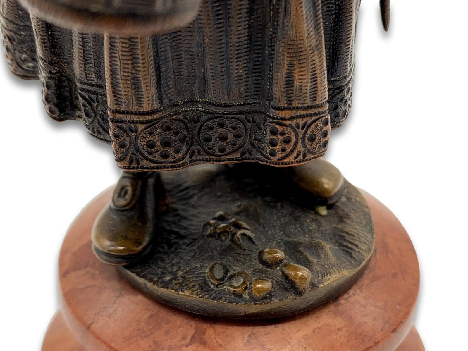 Bronze Figur Skulptur - Marmorsockel - Frau mit Korb - patiniert8