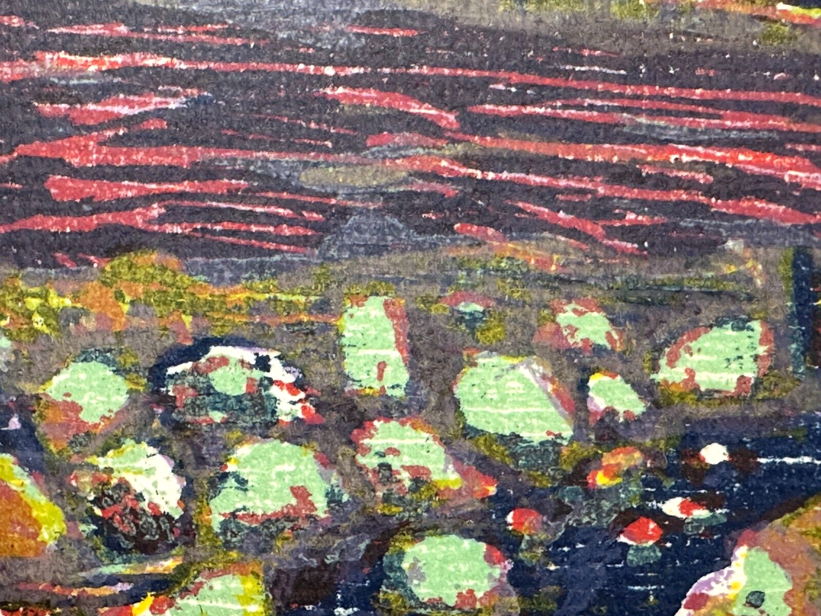 Esteban Fekete 1924-2009 - farbiger Holzschnitt Woodcut - Landschaft - sign.4