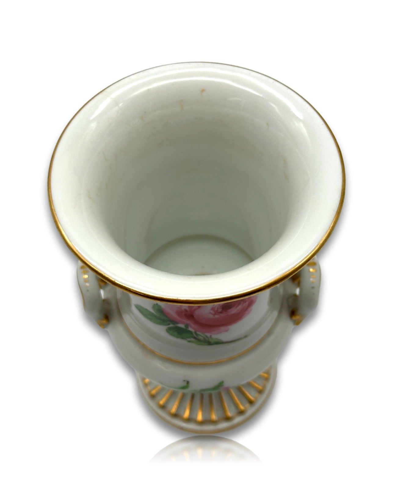 Antike Meissen Amphorenvase um 1900 – Handbemalt mit Rosen & Goldstaffage5