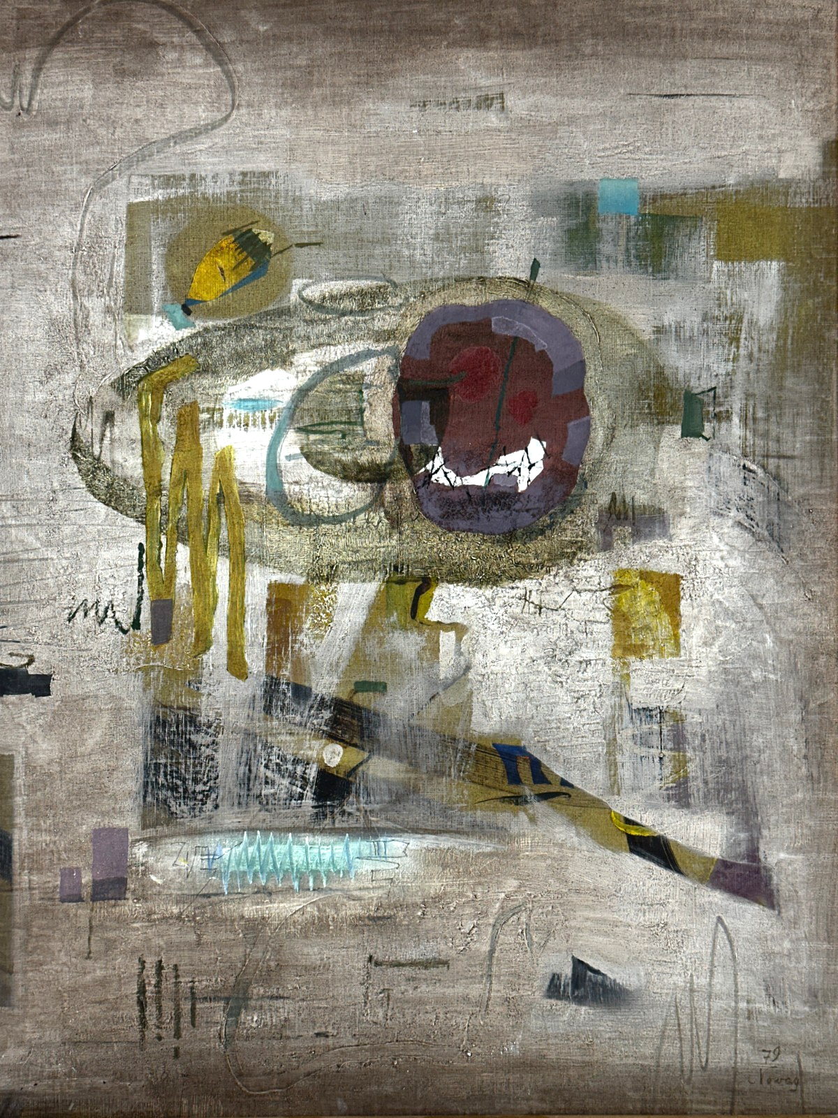 Heinz Nowag (1907–1984) - „Kosmische Elegie“ - Öl auf Platte - 1979 - signiert1