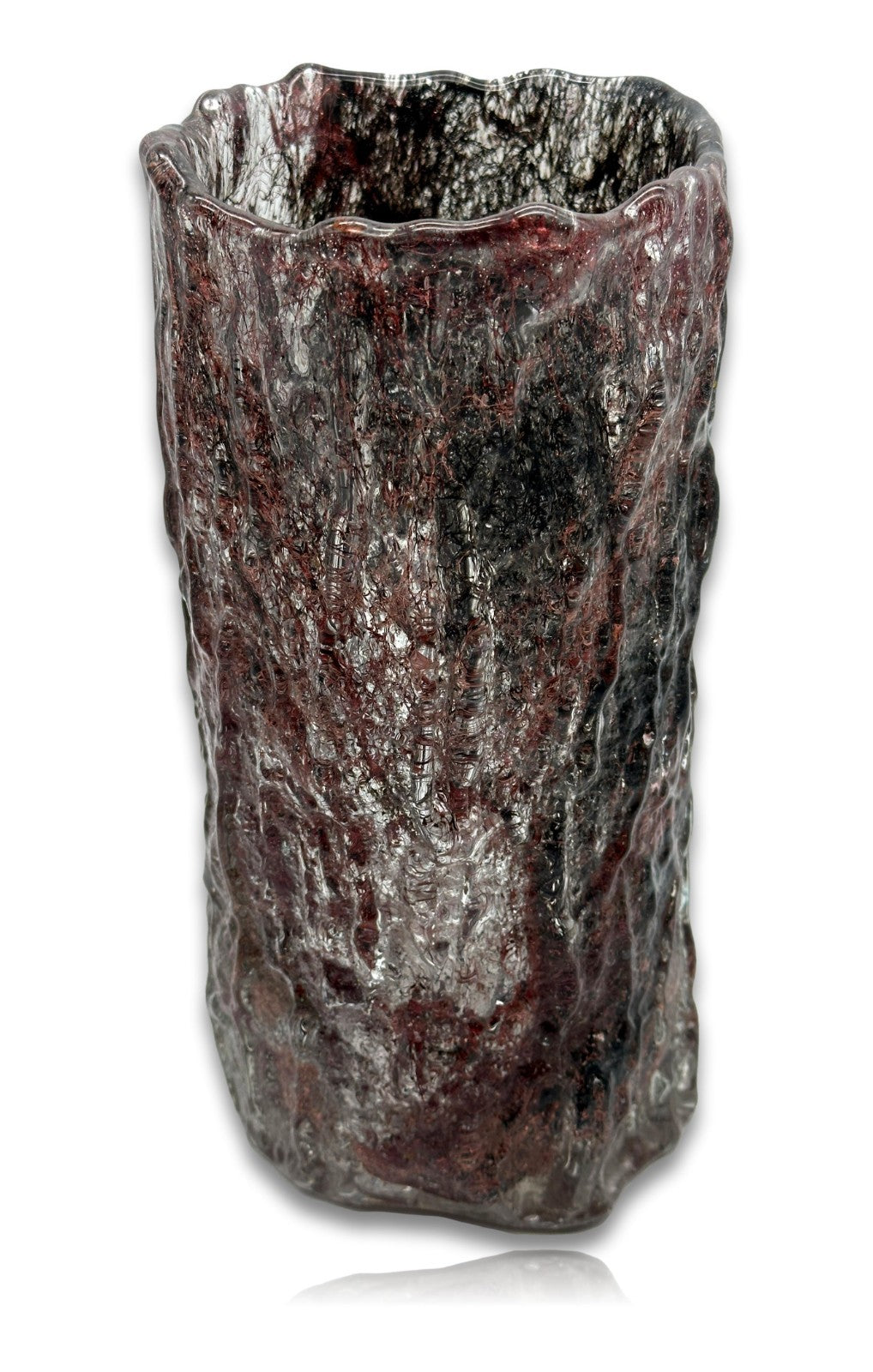 Schwere Studioglas Vase mit Kupfer- und Eisenfaden-Einschmelzungen ca. 3,2 kg,1