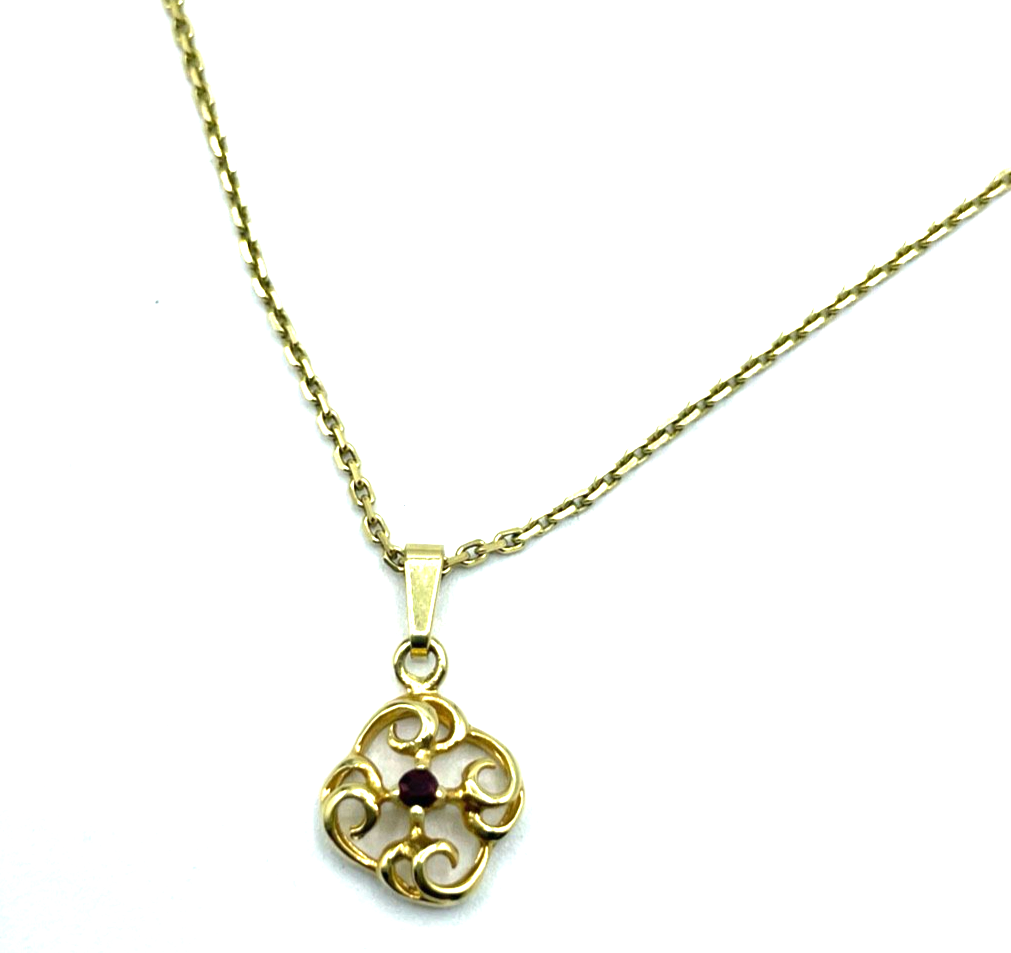 FBM 333 Gold 8 K Halskette Anker Kette Juwelier L 38 cm + Anhänger Rubin elegant4