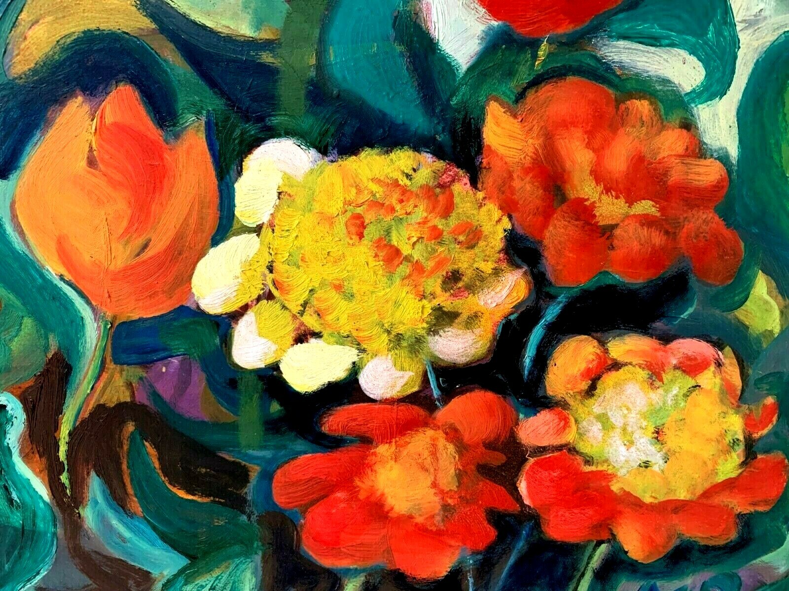 Margret Hofheinz-Döring - Blumen im Park - Öl auf Karton - 1968 - signiert3