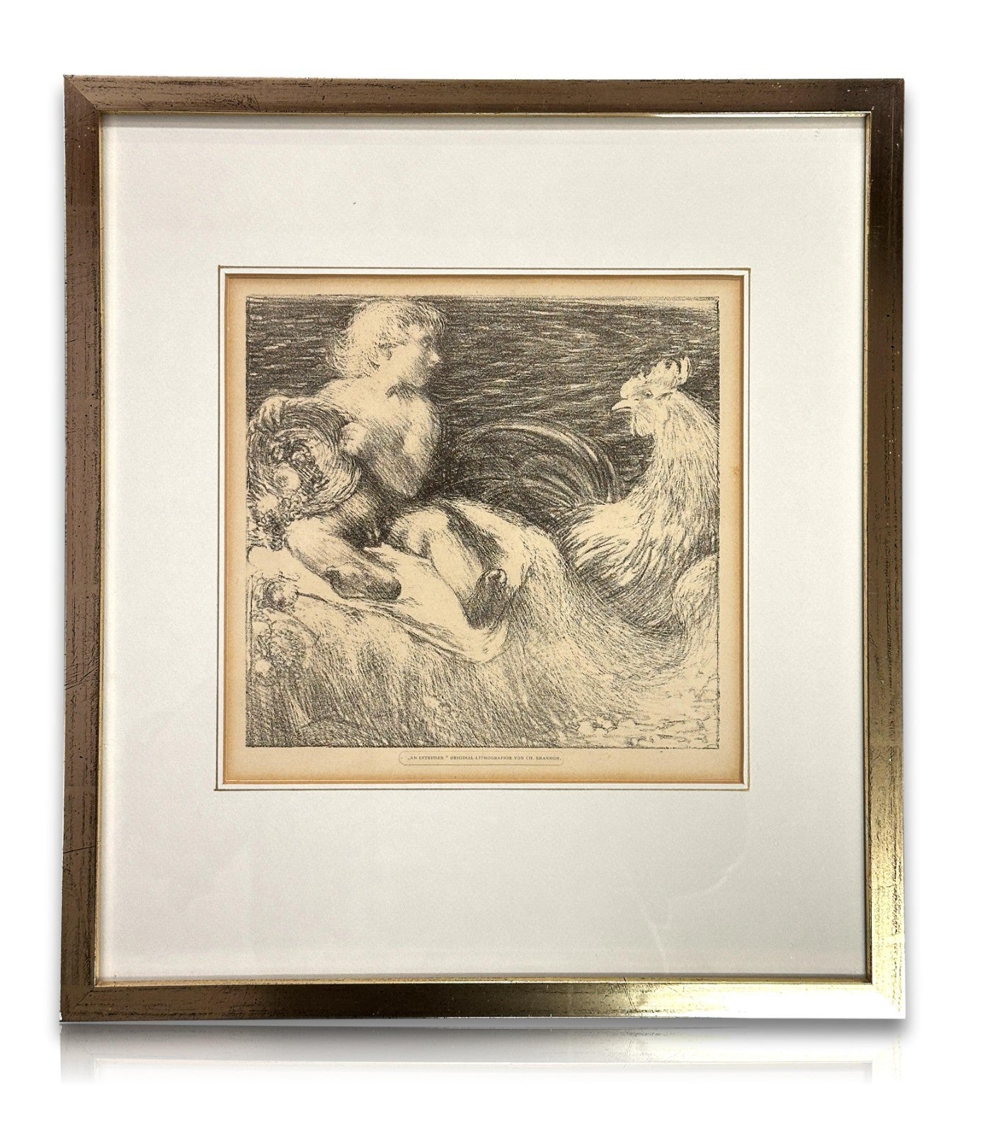 Charles Haslewood Shannon - Lithografie - „An Intruder“ - um 1900 - gerahmt0