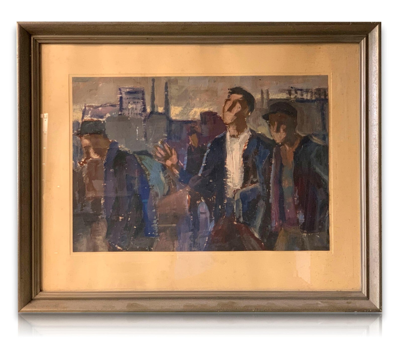 Expressionismus - Industrie Gemälde - Tempera Papier 1954 - gerahmt hinter Glas0