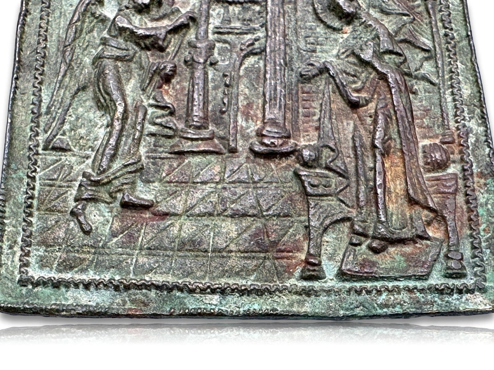 Antike russische Ikone - Die Verkündigung der Jungfrau Maria - Bronze um 18001