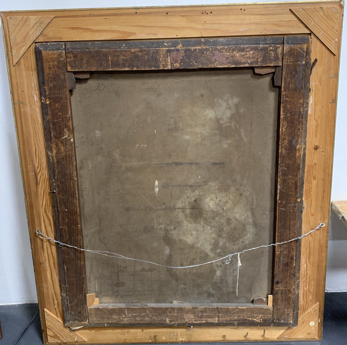 Jules Dhotretiz - Ölgemälde Leinwand um 1850 - Junger Knabe im Hasenstall 9