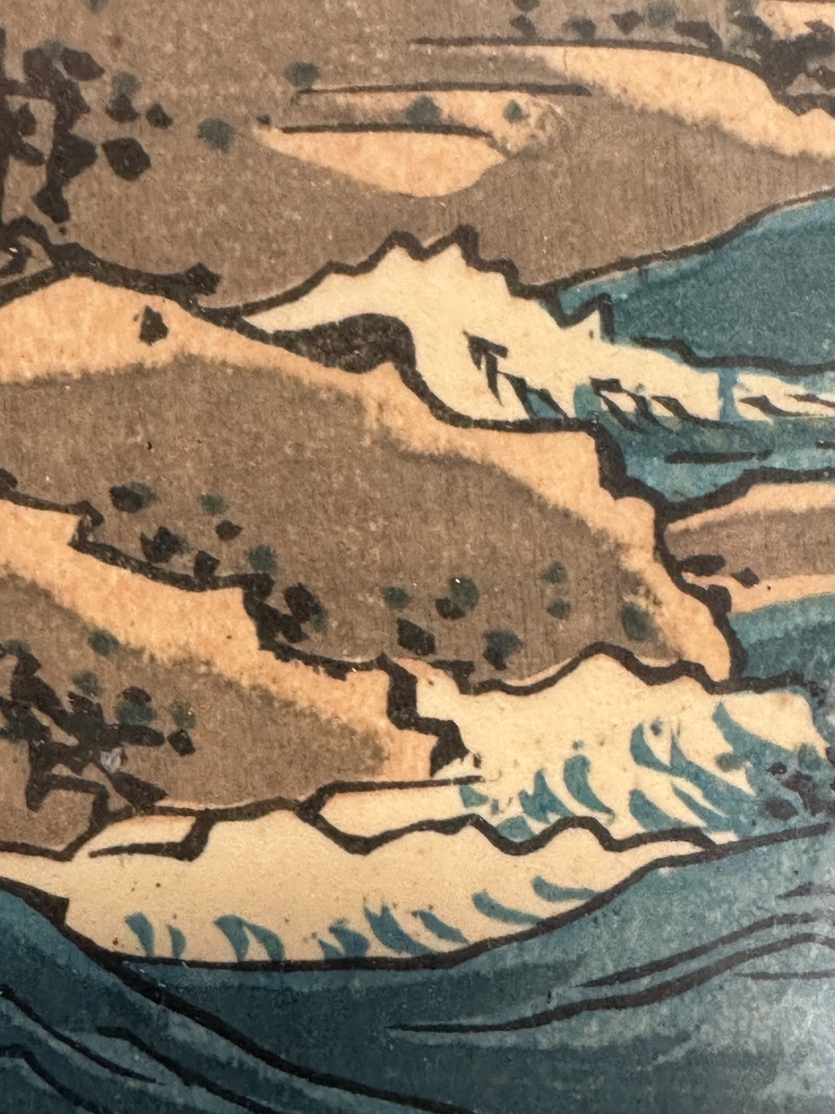 Original Hiroshige Holzschnitt – Bizen Küste mit Torii – ca. 1853 Edo-Zeit Japan8