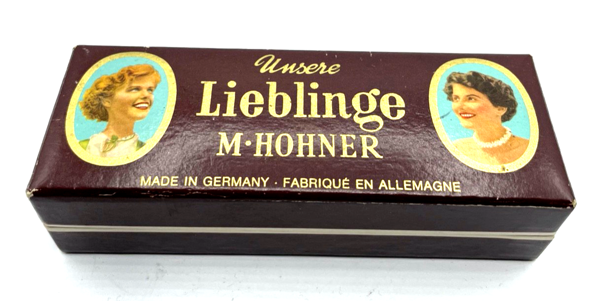 Vintage Unsere Lieblinge M Hohner Harmonika C Mundharmonika orig. Box gepflegt0