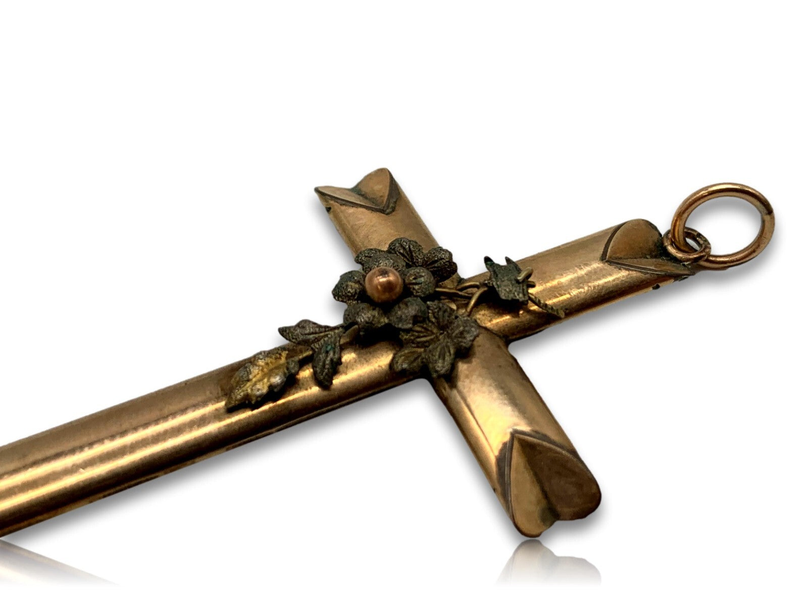 Biedermeier Kreuz Kruzifix - Anhänger Kettenanhänger - Walzgold Double3