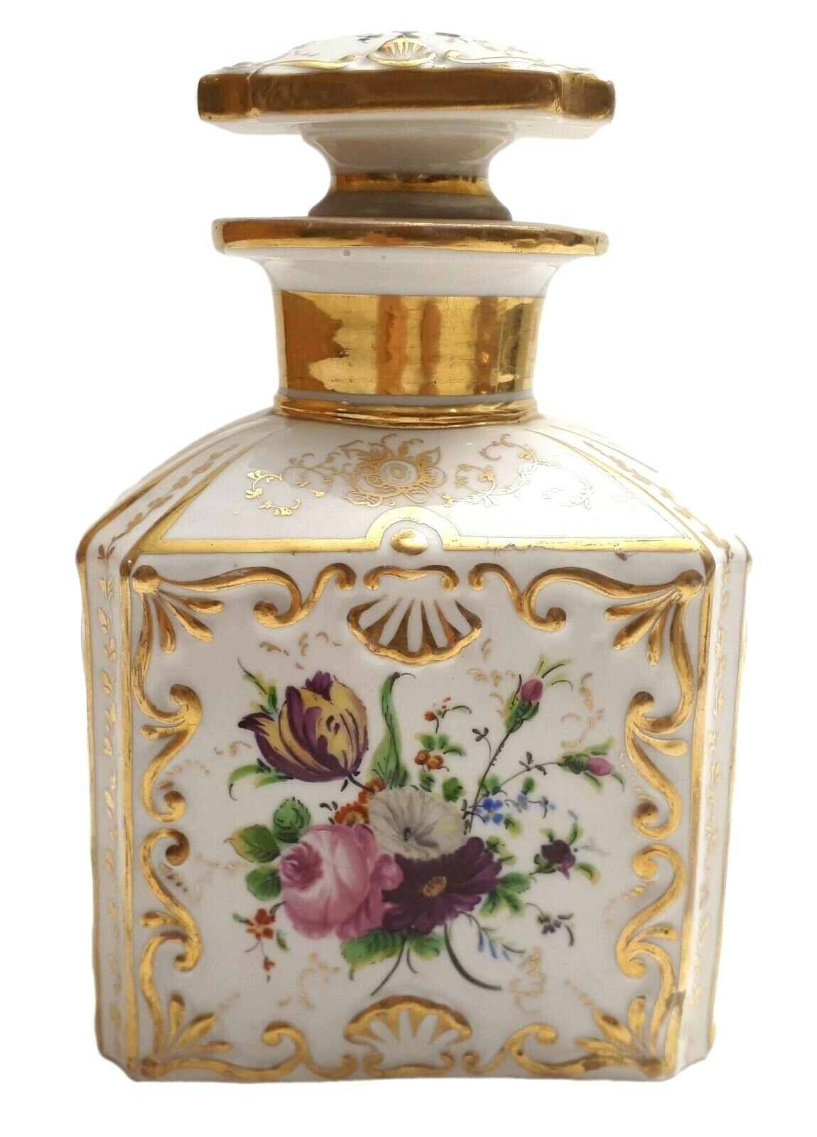 Biedermeier 1850 - Karaffe Stopfen Flasche - Schumann Porzellan Berlin - Blumen2