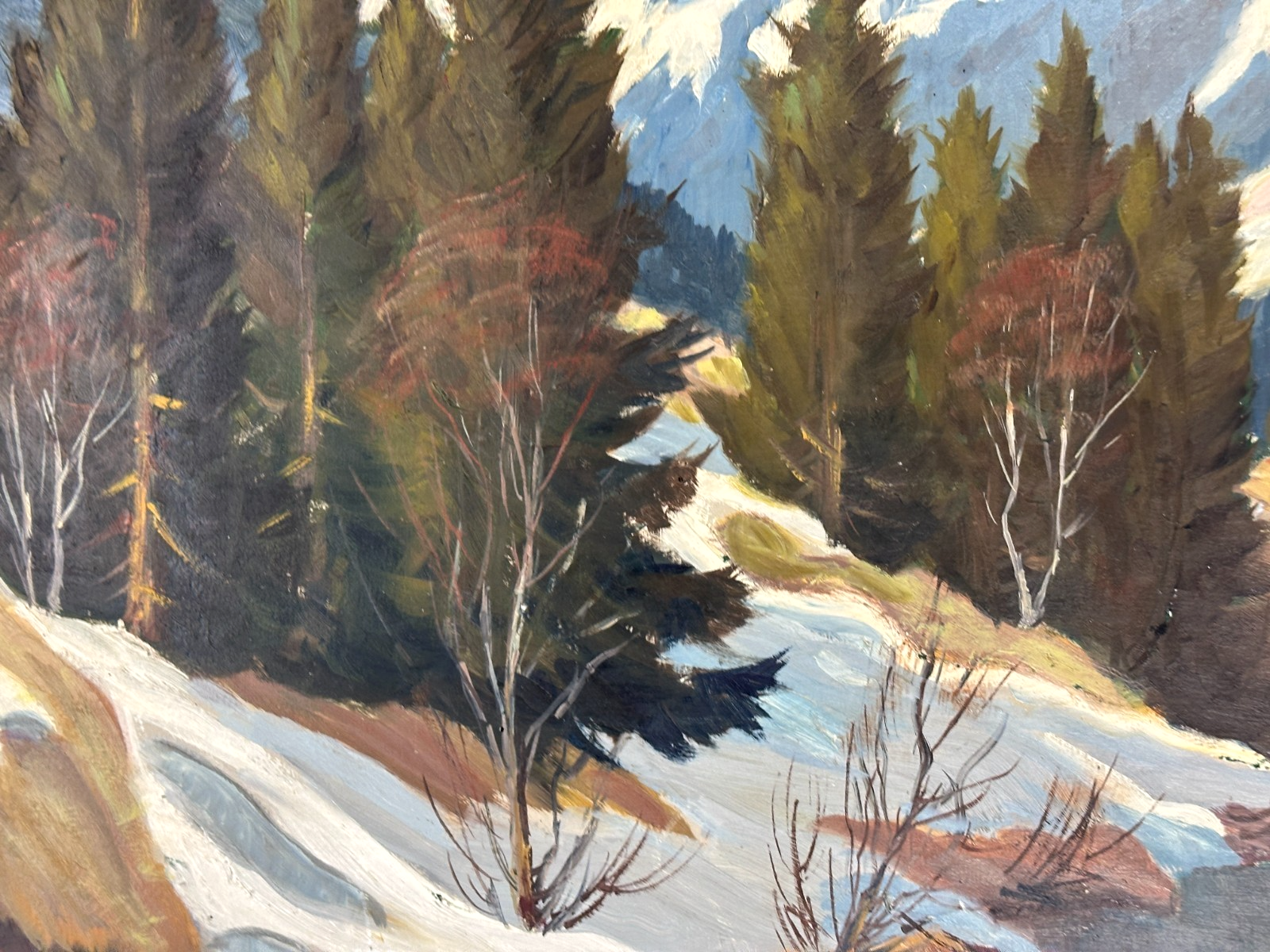 Otto Johne - Schneeschmelze im Allgäu - 1976 – Öl auf Hartfaser - signiert2