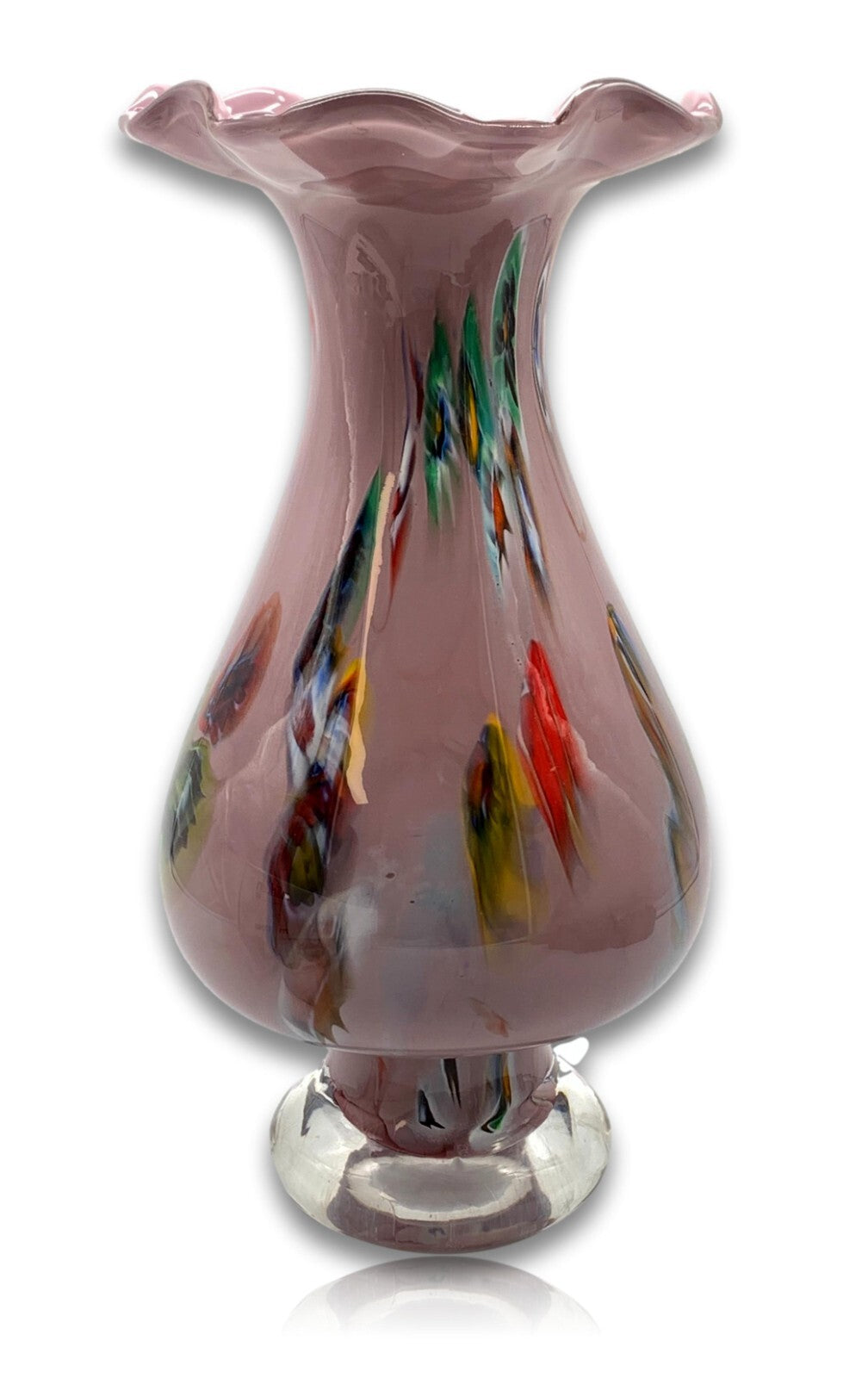 Vase Unterfang - Farbeinschmelzungen - Mundgeblasen Handarbeit - Pastell Lila0