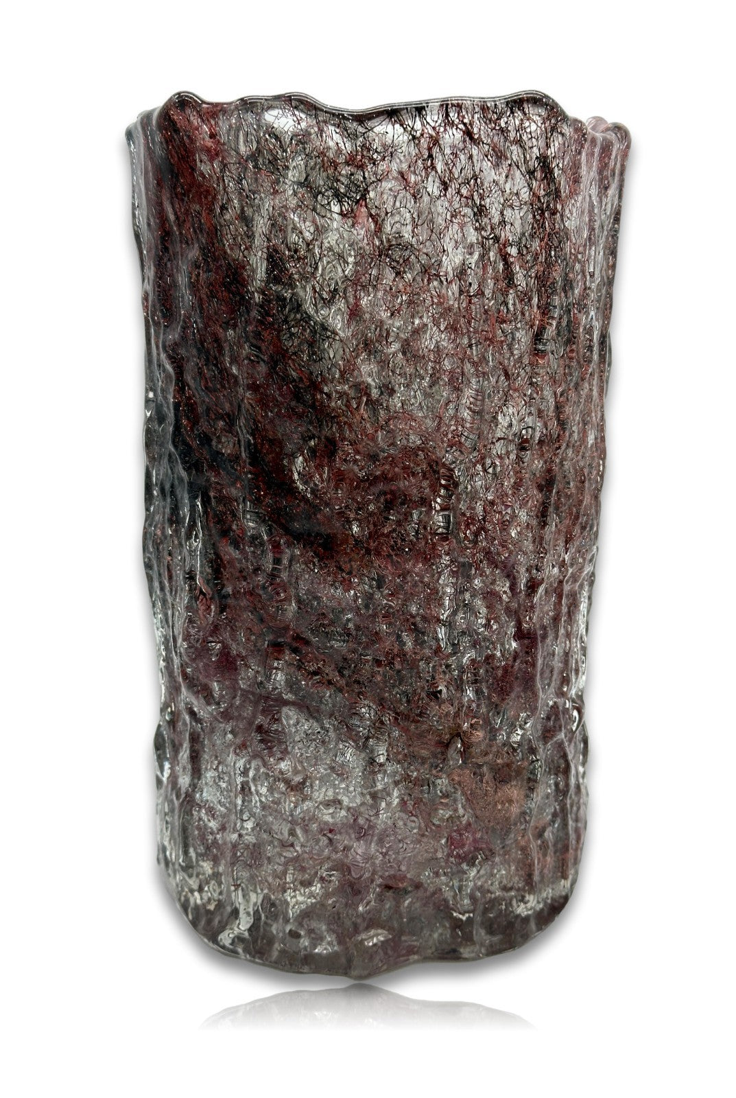 Schwere Studioglas Vase mit Kupfer- und Eisenfaden-Einschmelzungen ca. 3,2 kg,3
