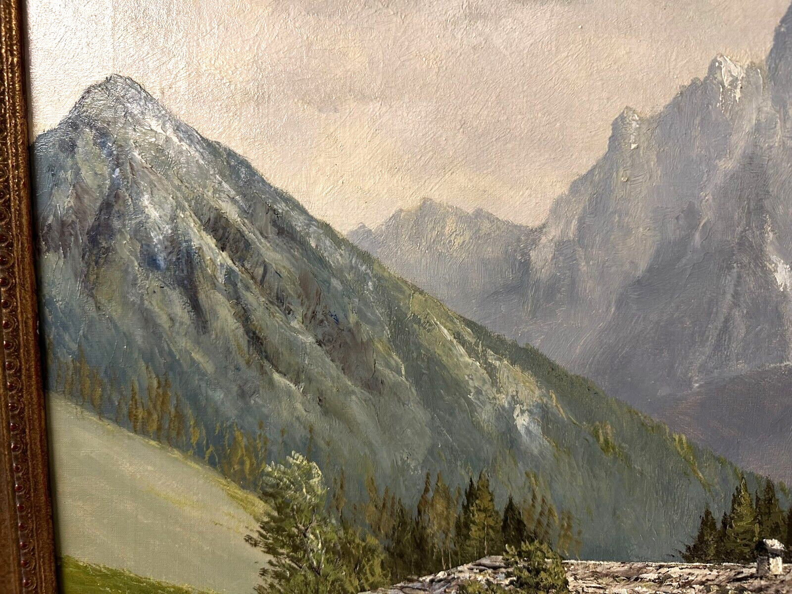 Öl auf auf Leinwand - Tiroler Hof mit wilden Kaiser - Meyer München - signiert5