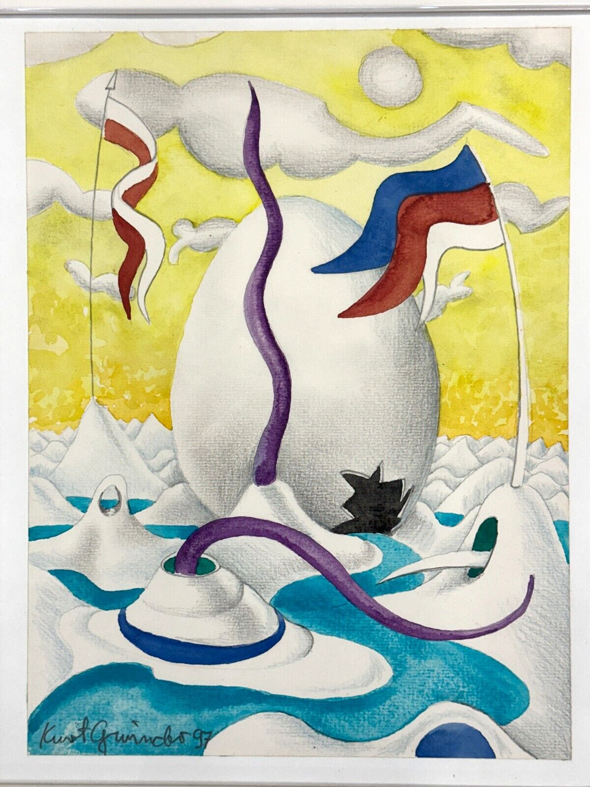 Kurt Gminder - Mixed Media Acylfarben Bleistift - Untitled - grahmt signiert1