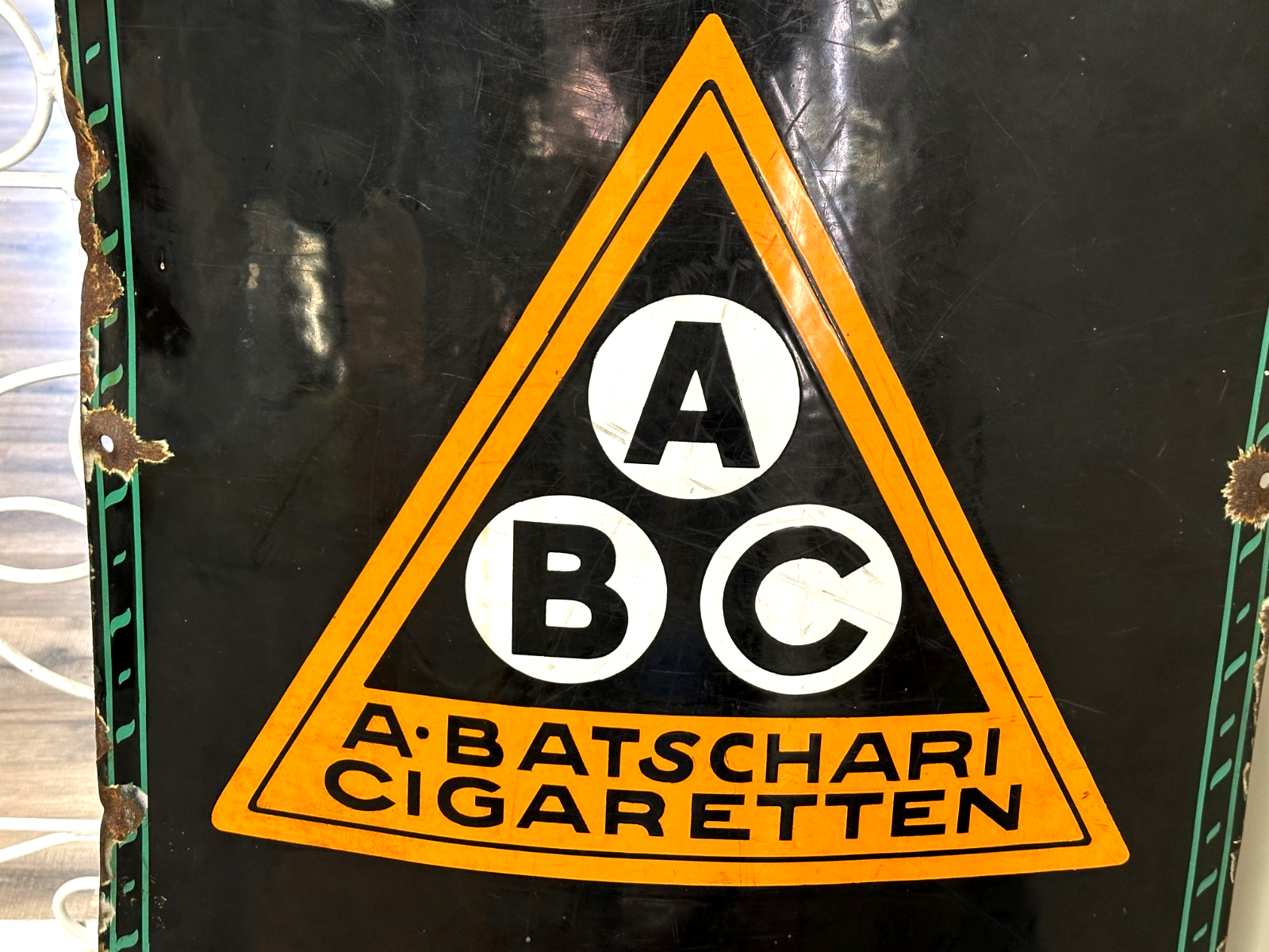 A. Batschari Cigaretten „ABC“ – Emailschild um 1910 - 120×60 cm - Original7