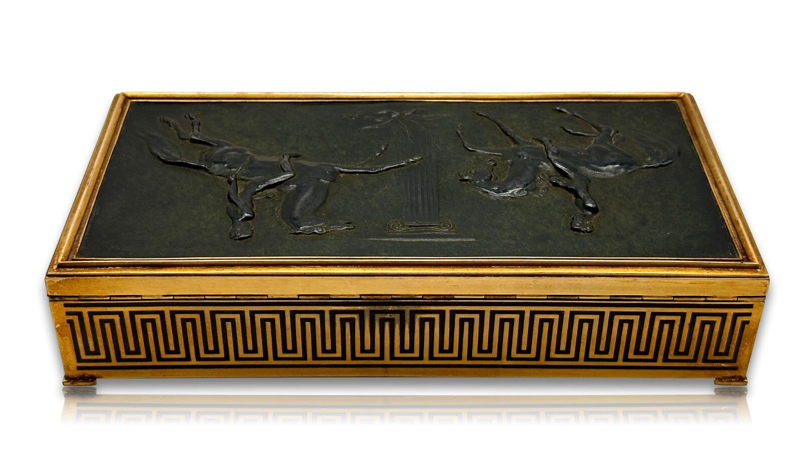 Erhard & Söhne Schwäbisch Gmünd - Art Déco Schatulle - Bronze Relief 'Dioskuren'4