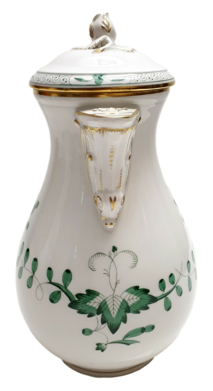 Meissen Porzellan - Kaffeekanne Kanne - indisch Grün - Goldstaffur4