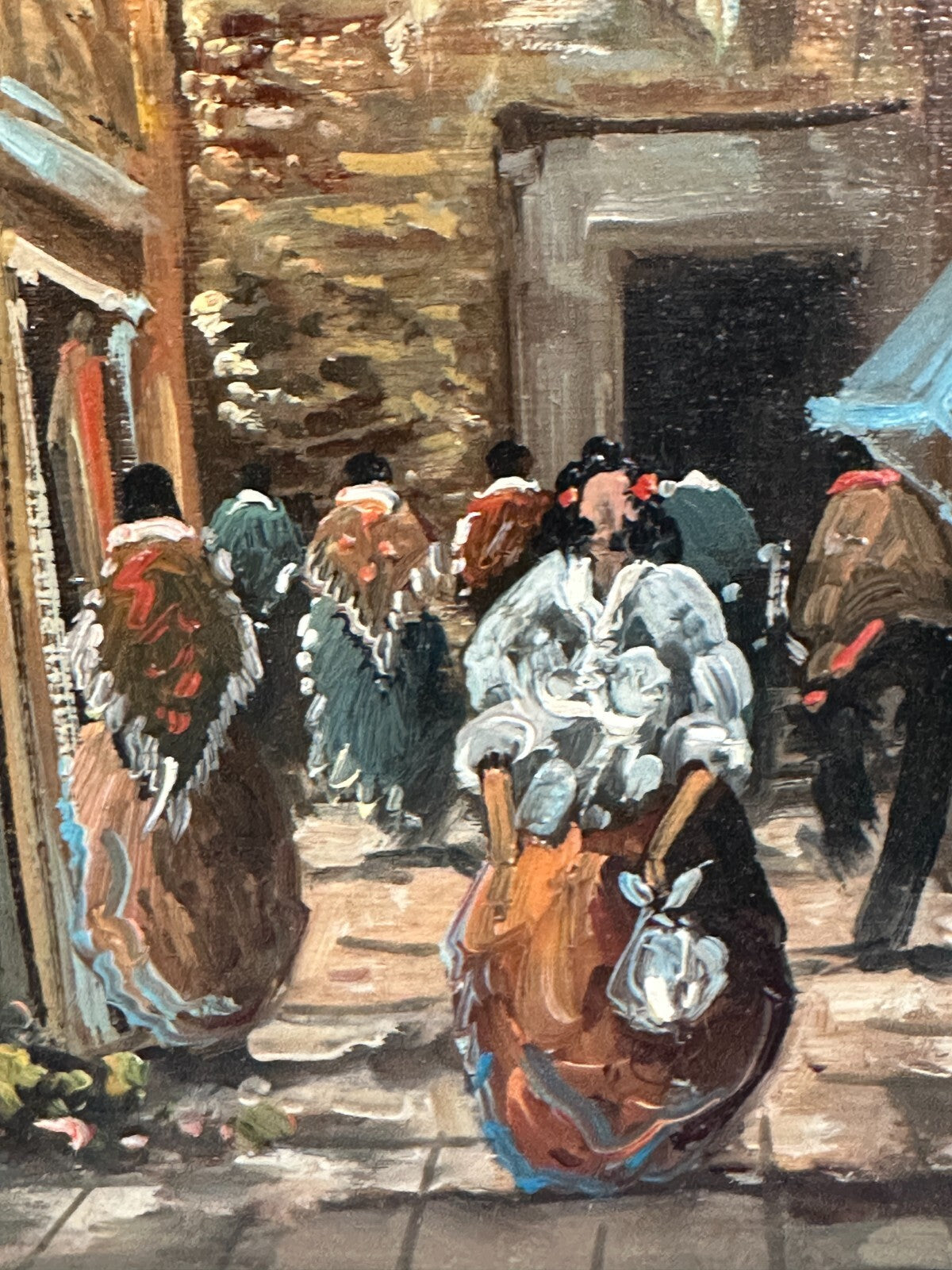Ugo Mascolo - Öl auf Platte - Neapel - Vicolo di Napoli - gerahmt - signiert5