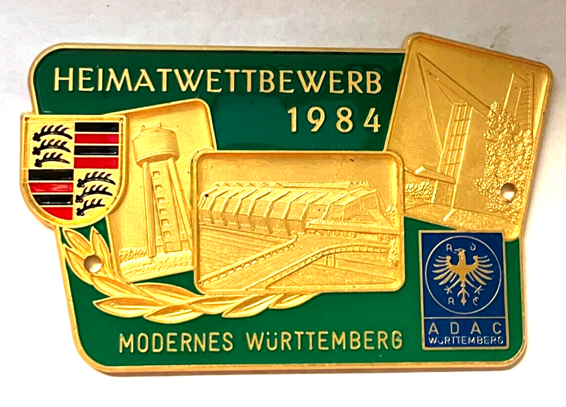 ADAC Heimatwettbewerb Württemberg 1984 Automobil Auto Plakette Car Badge1