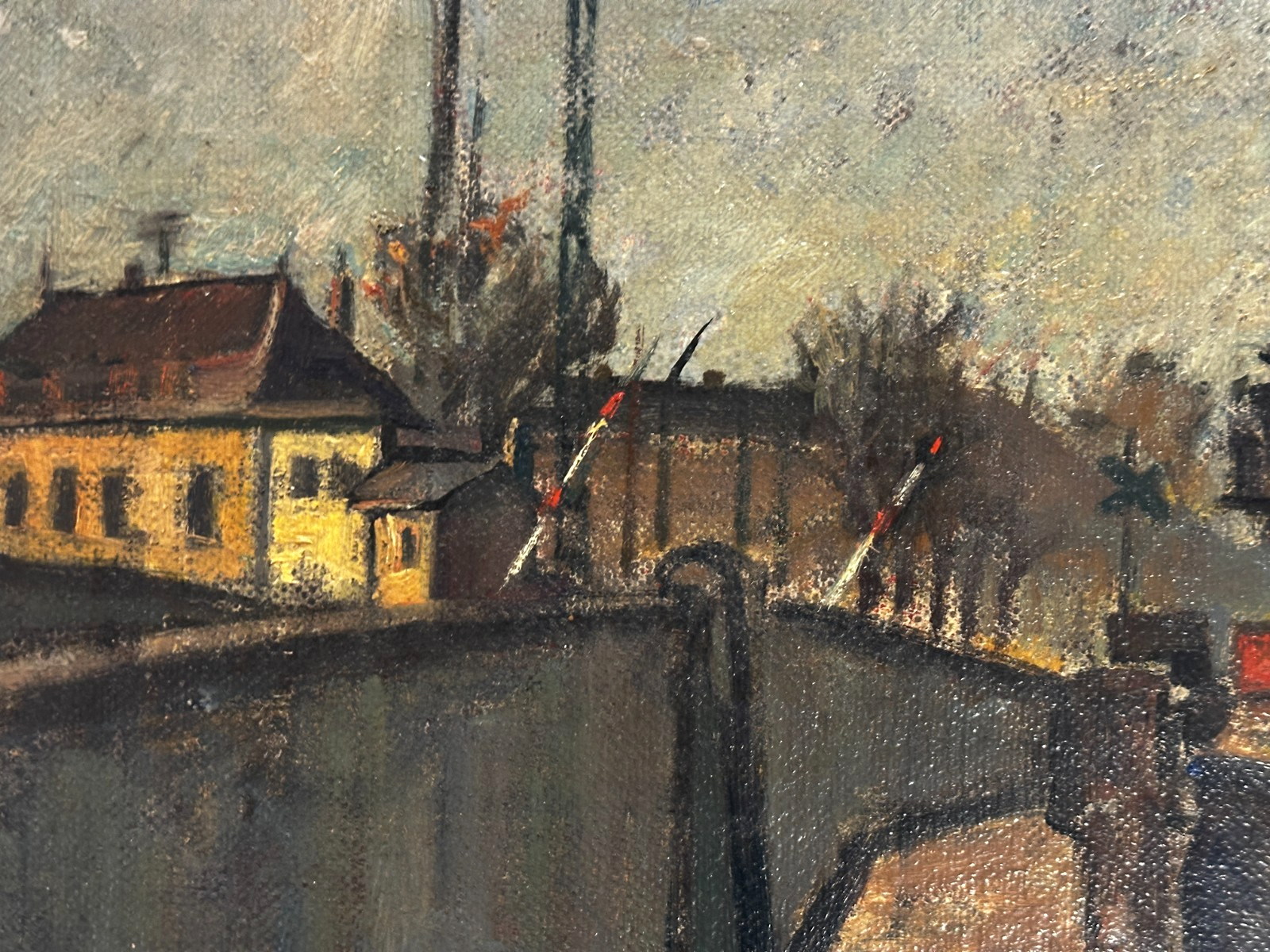 Georg Merkel 1881-1971 – Industriekanal – Öl auf Masonit - signiert - gerahmt3