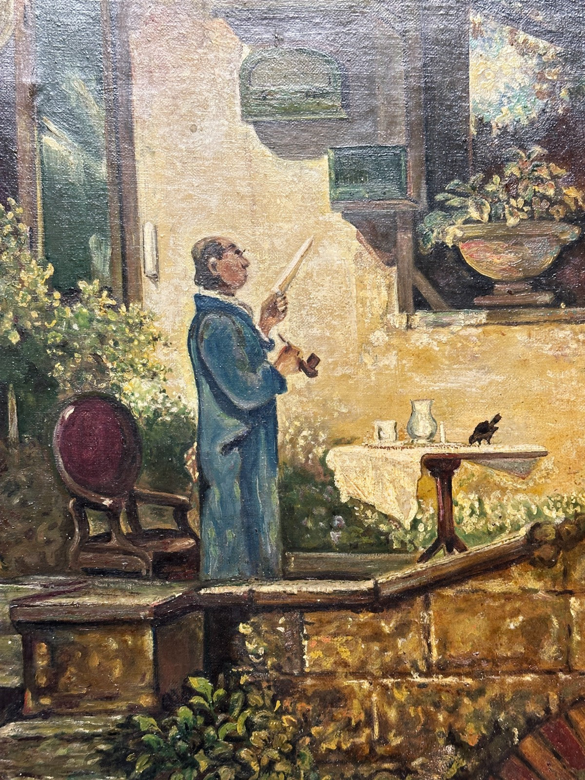 Der Pfarrer bei der Morgenlektüre – Carl-Spitzweg-Kopie - signiert 'A. Bengs'1