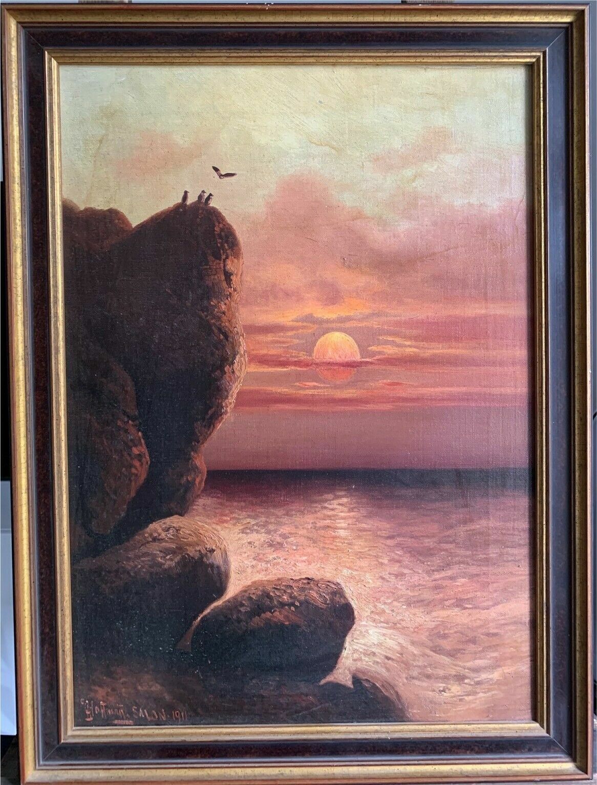 Georg Hoffmann-Salon 1911 - Ölgemälde - Dämmerlandschaft am Meer - gerahmt1