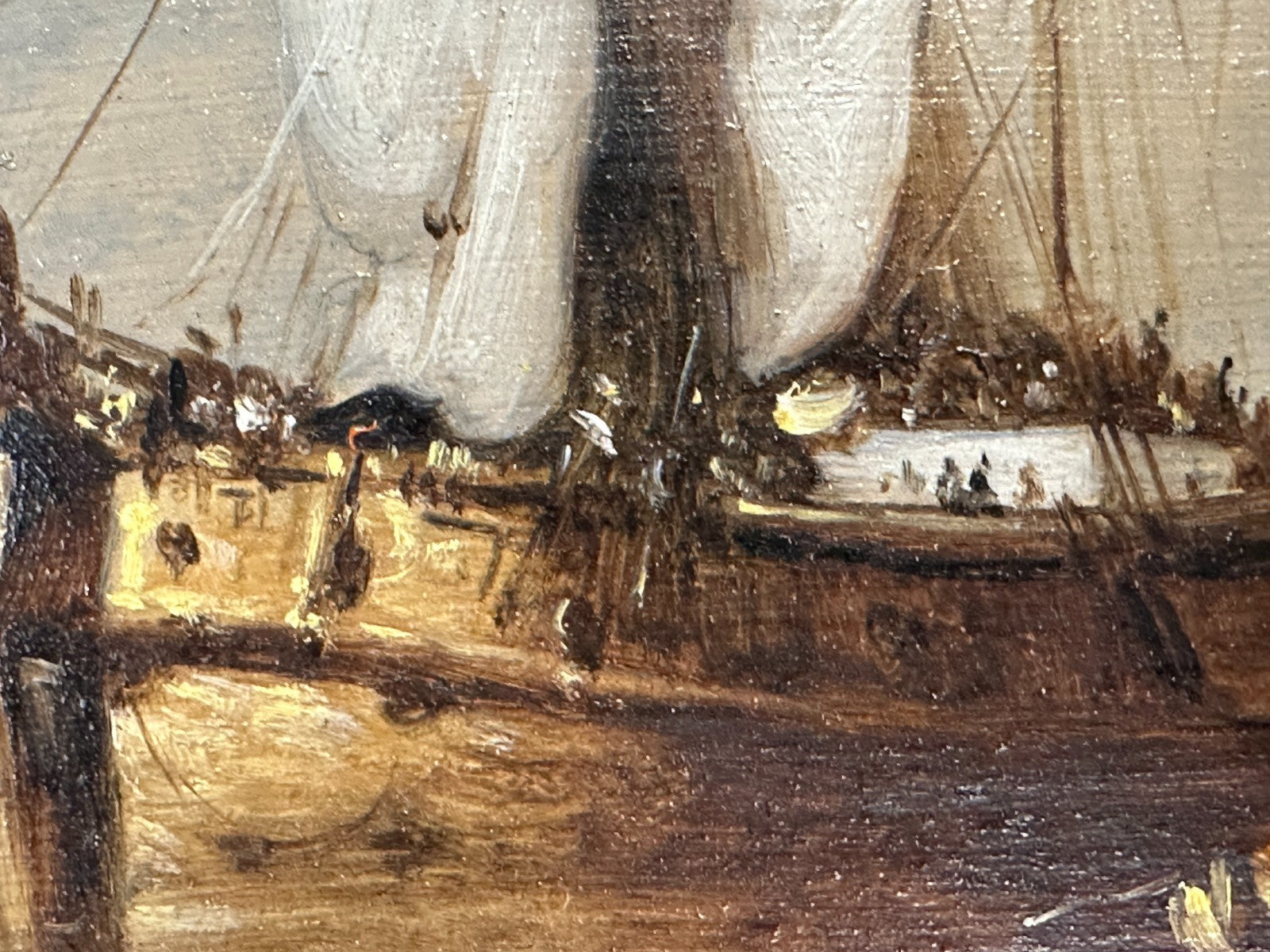 Stimmungsvolle Marine – Öl auf Holz – niederländische Schule – signiert - 19/20.3
