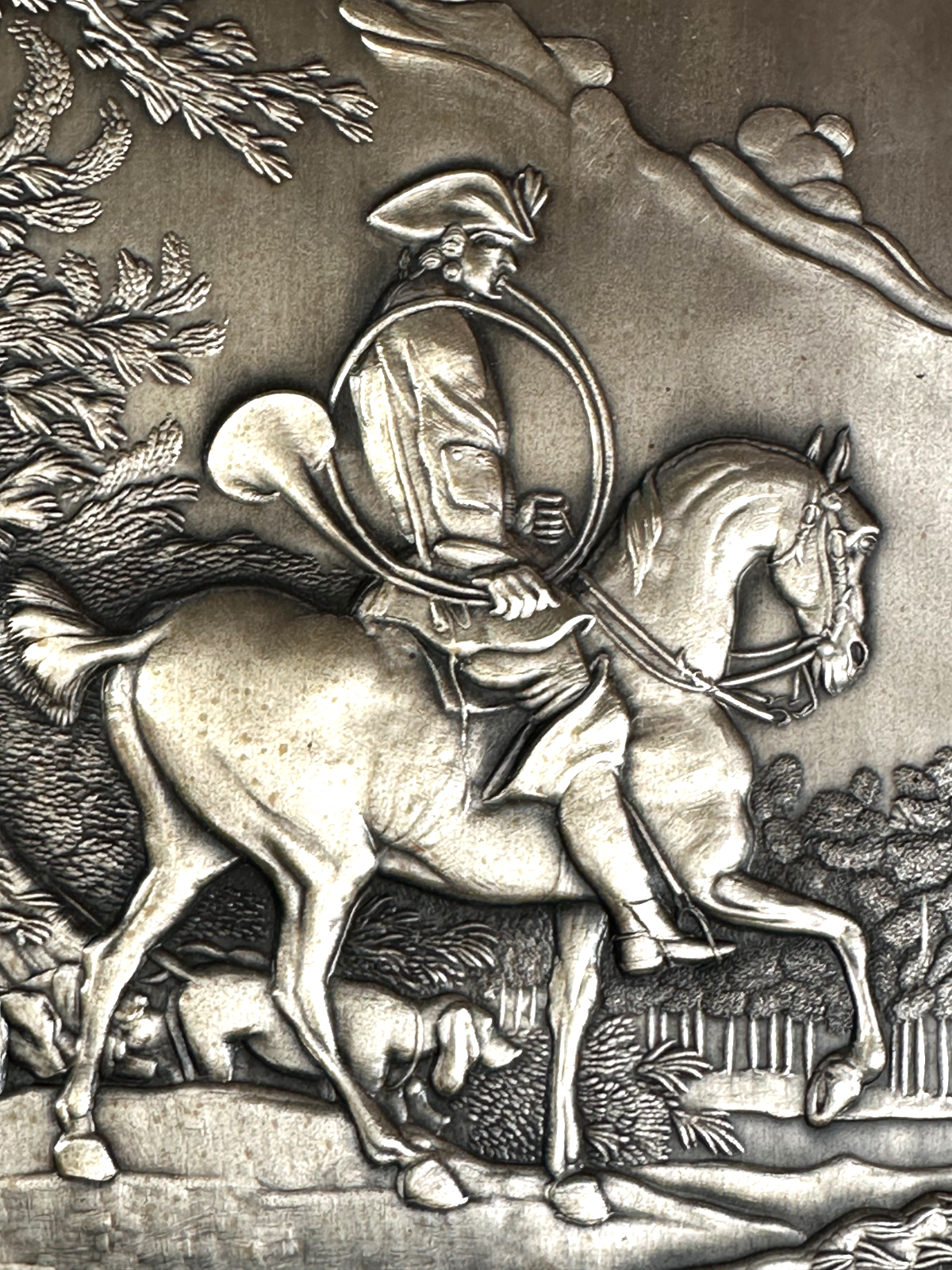 Silberrelief - Jagdszene J. E. Ridinger – Feinsilber 999 – limitiert 87/12002