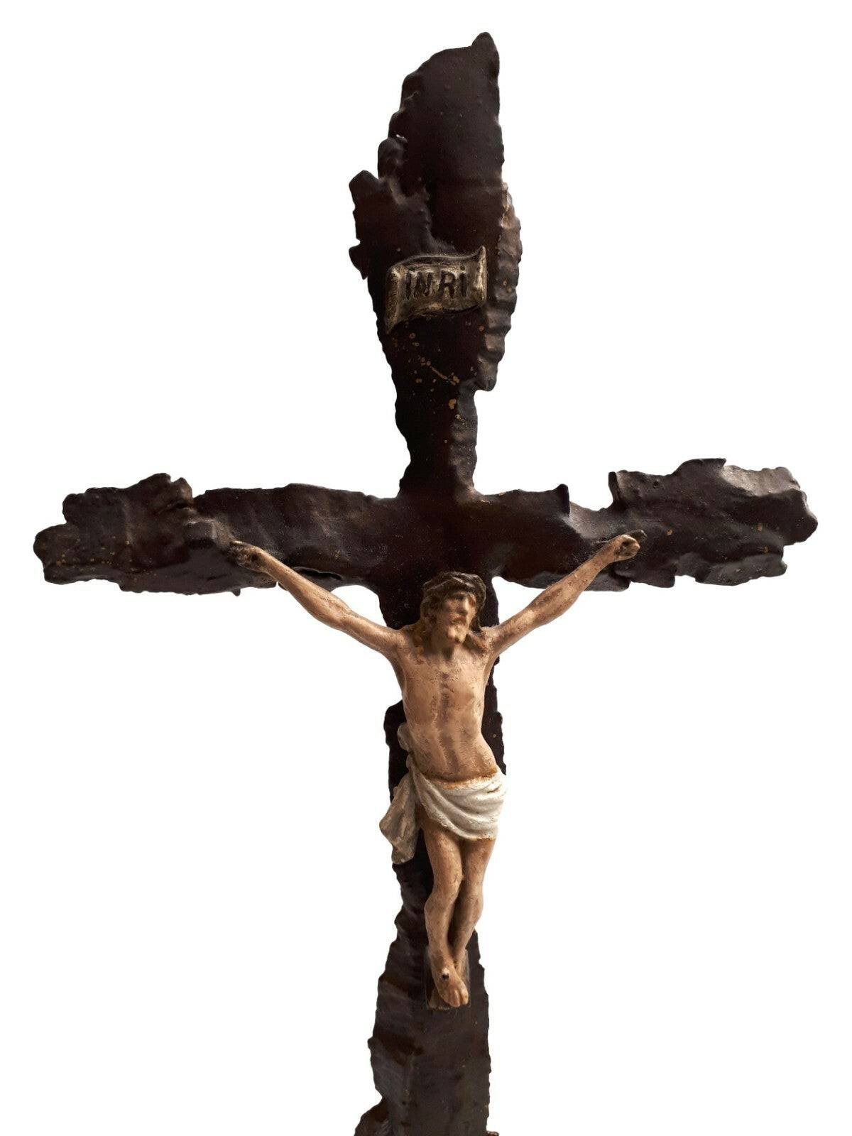Kruzifix Kreuz Jesuskreuz - Hausaltar - Standkreuz - Grabenkunst Granatsplitter6