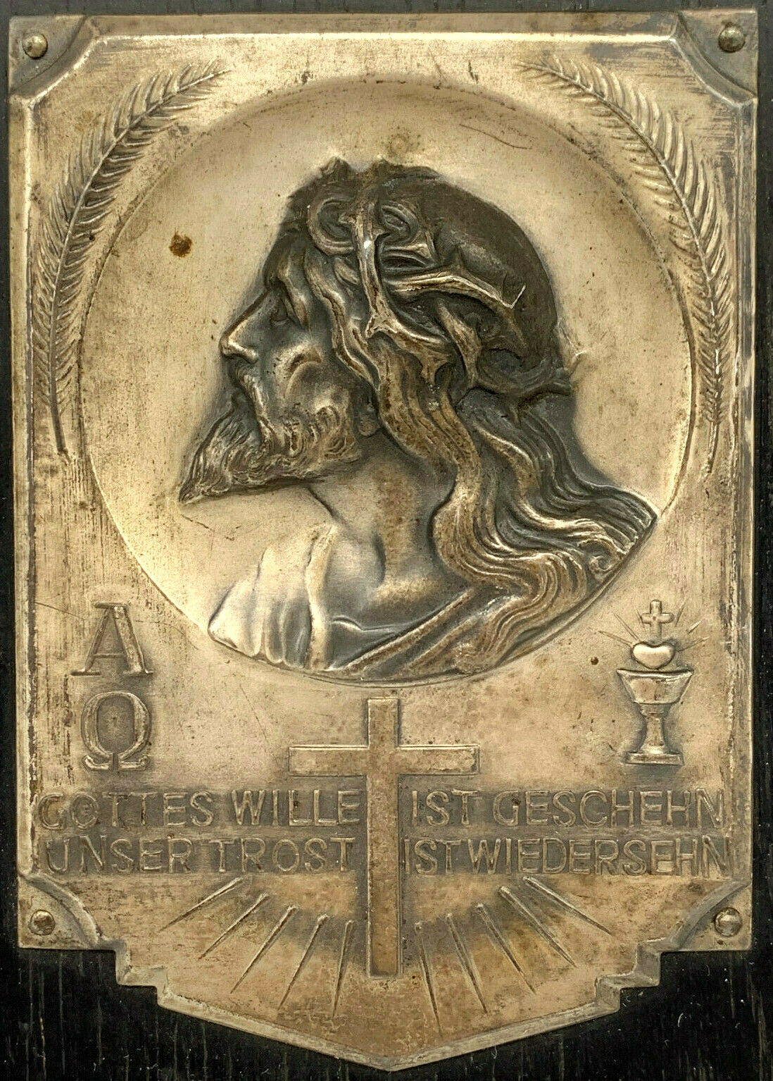 Relieftafel - Wandbild - religiöses Motiv Jesus mit Dornenkrone auf Holz1