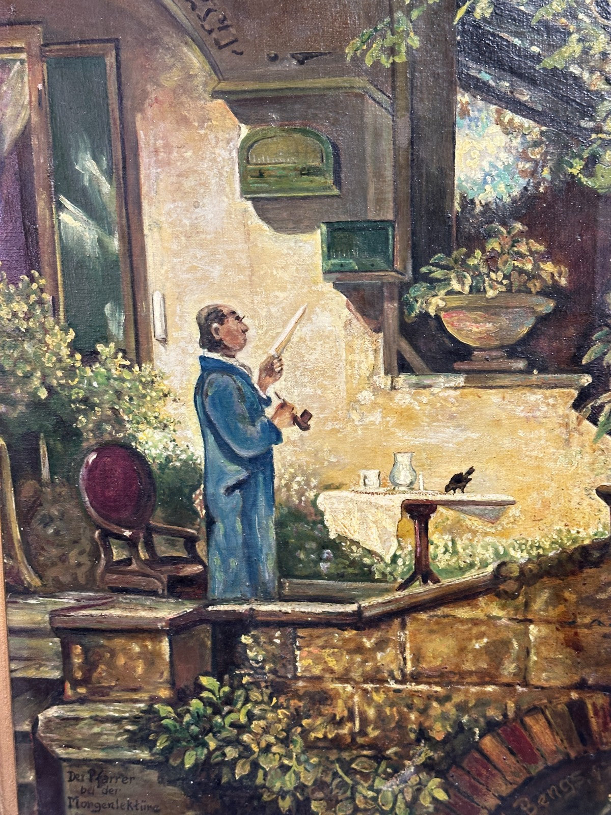 Der Pfarrer bei der Morgenlektüre – Carl-Spitzweg-Kopie - signiert 'A. Bengs'5