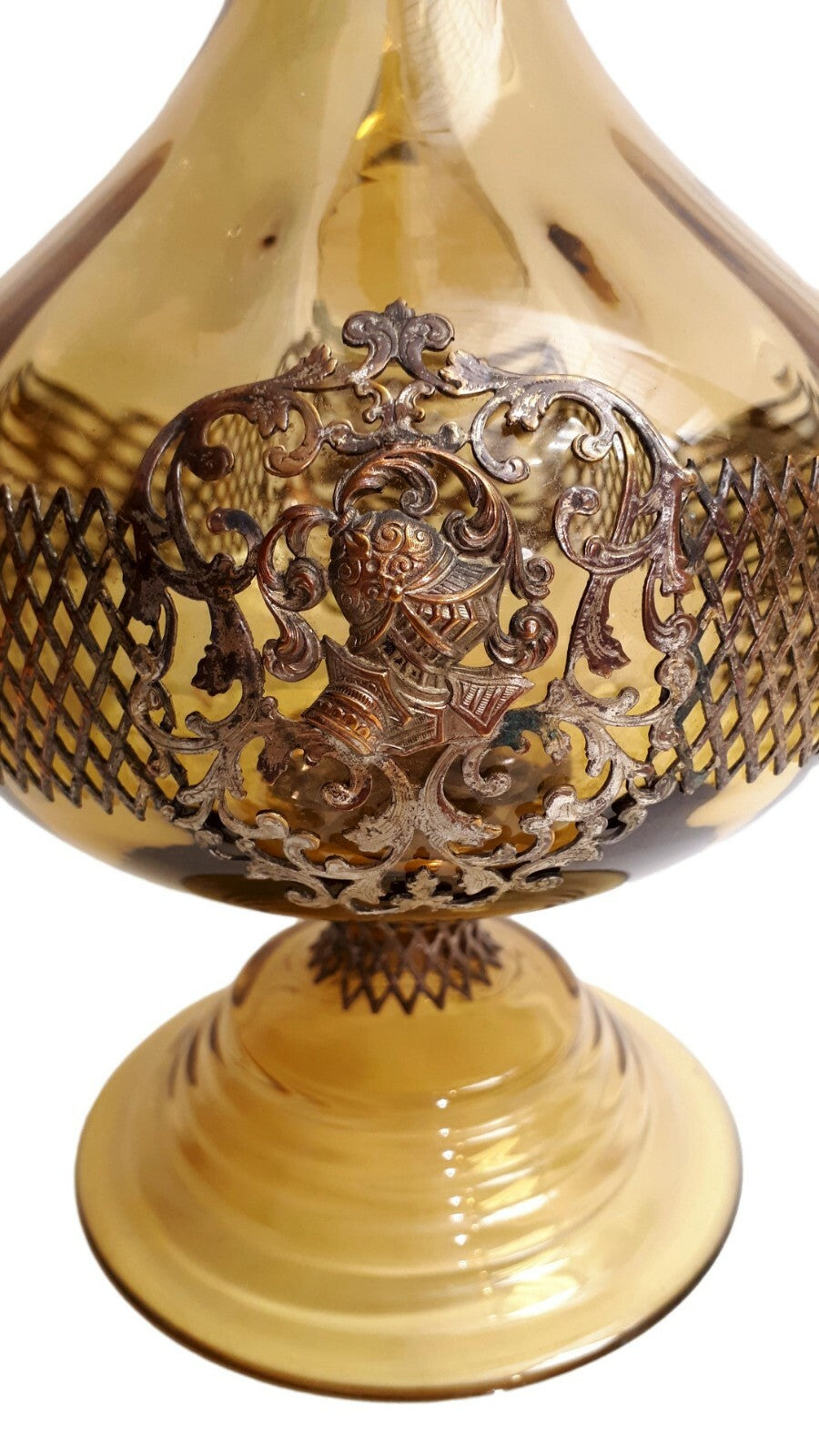 Karaffe - Glaskaraffe mit Metallmontierung - um 1880/90 - Heraldik Ornamente5