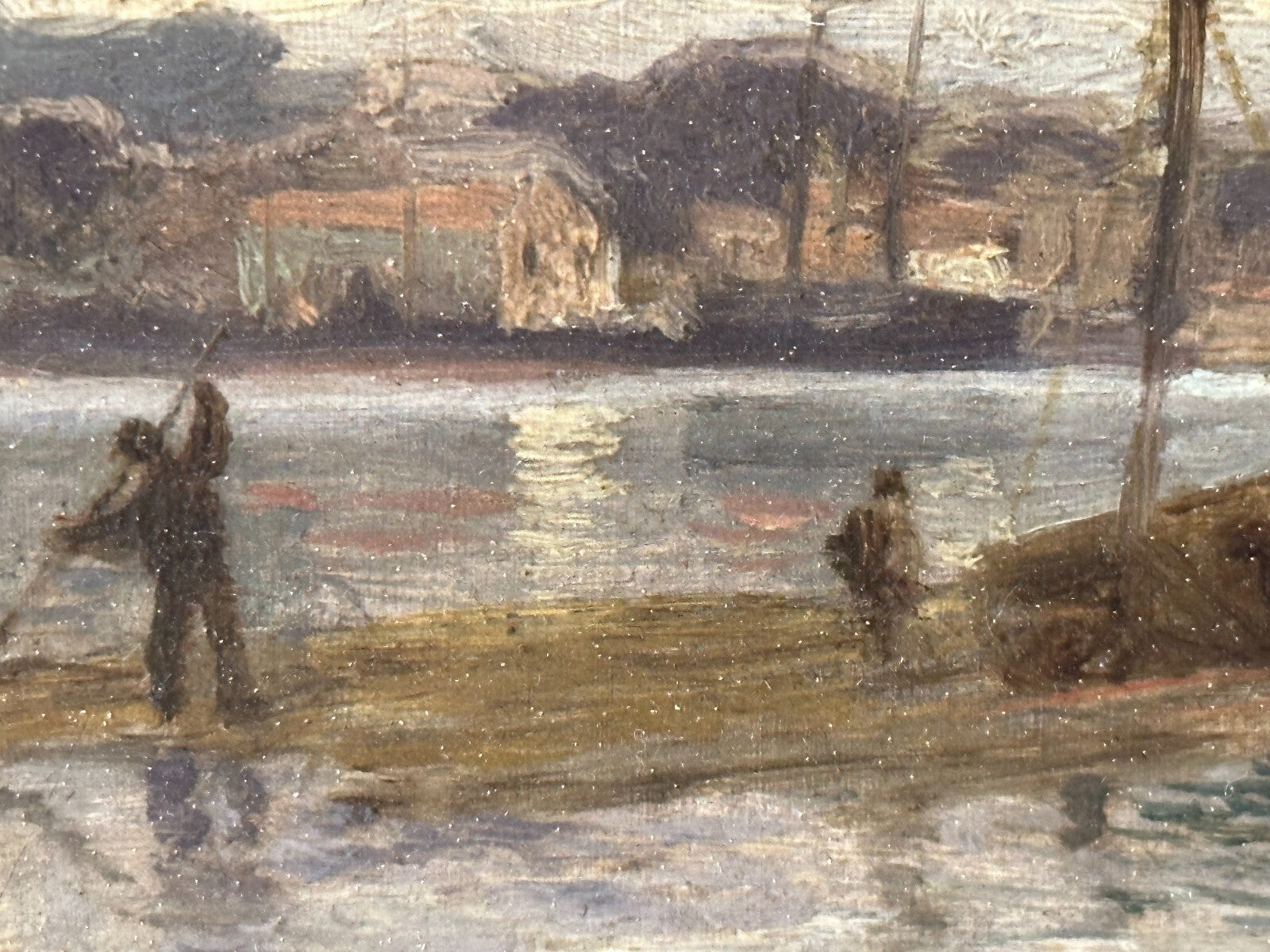 Öl auf Holzplatte - Blick auf Rotterdam um 1890/1900 - Gustav Schönleber - sign.7