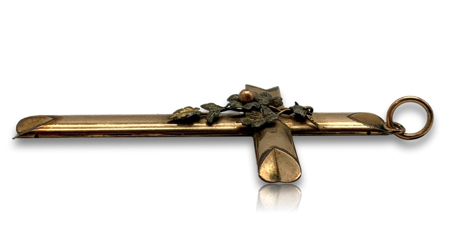 Biedermeier Kreuz Kruzifix - Anhänger Kettenanhänger - Walzgold Double4