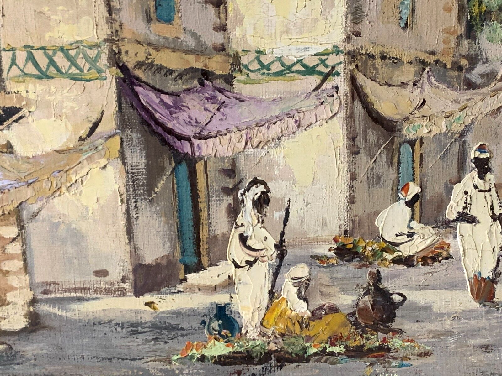 Öl auf Leinwand mit Barockrahmen - Nordafrika Straßenszene Tunis - sign. Mirelli2