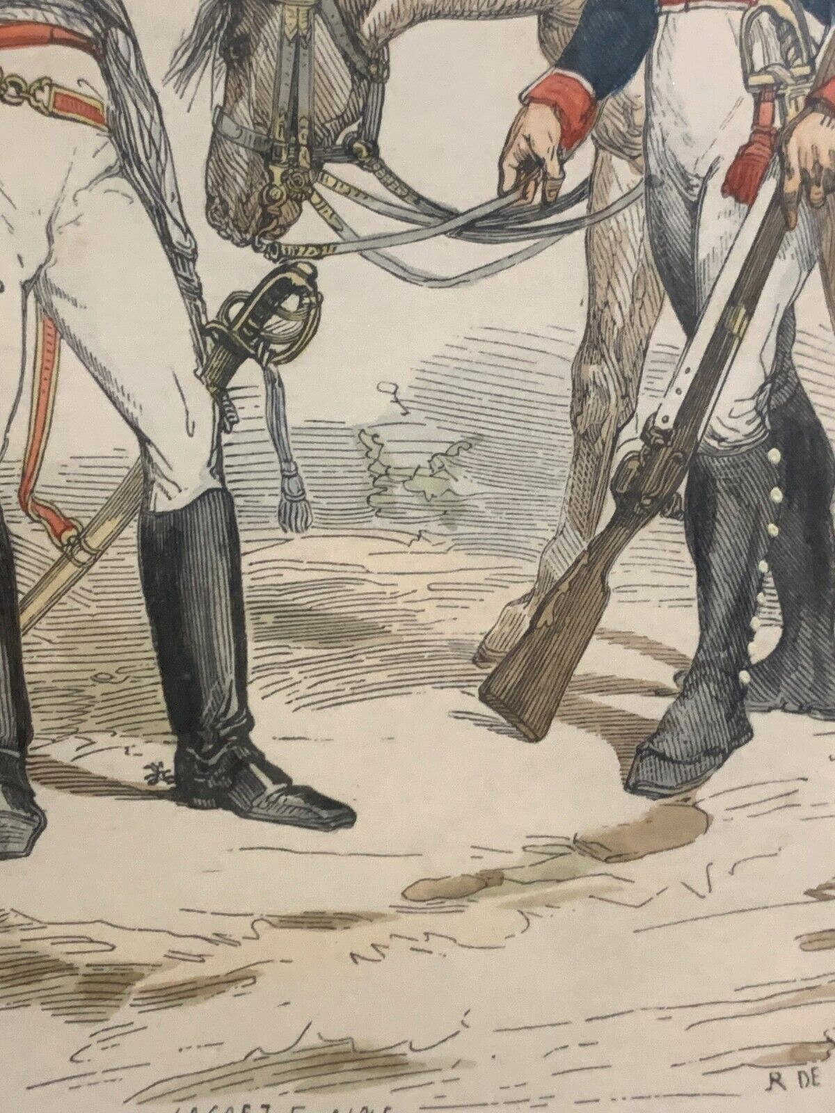René Louis DEMORAINE - Stahlstich koloriert - Preußische Infanterie Uniform 18126