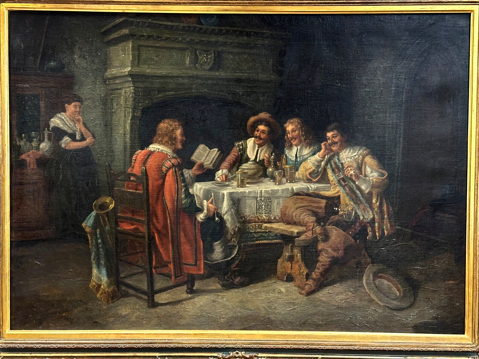 Wilhelm Friedrich Giessel 1869-1938 - Herrenrunde - Öl Leinwand signiert - Genre1