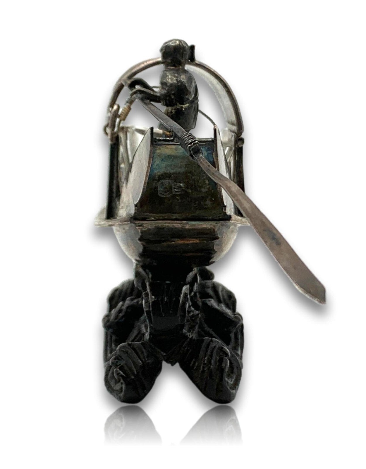 Miniatur Sampan Dschunke Boot mit Glaseinsatz - Silber - Luen Wo Shanghai 19002