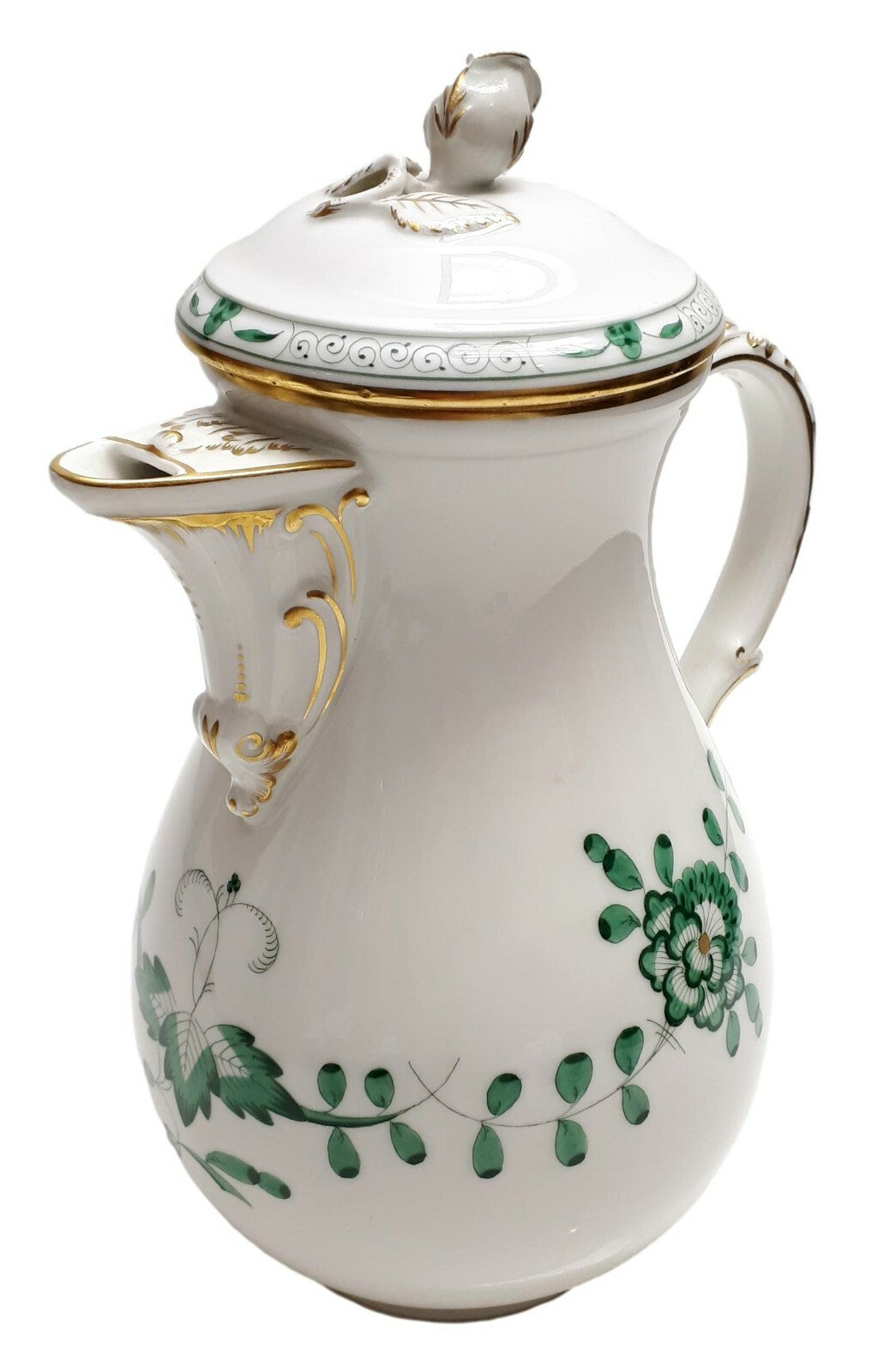 Meissen Porzellan - Kaffeekanne Kanne - indisch Grün - Goldstaffur0