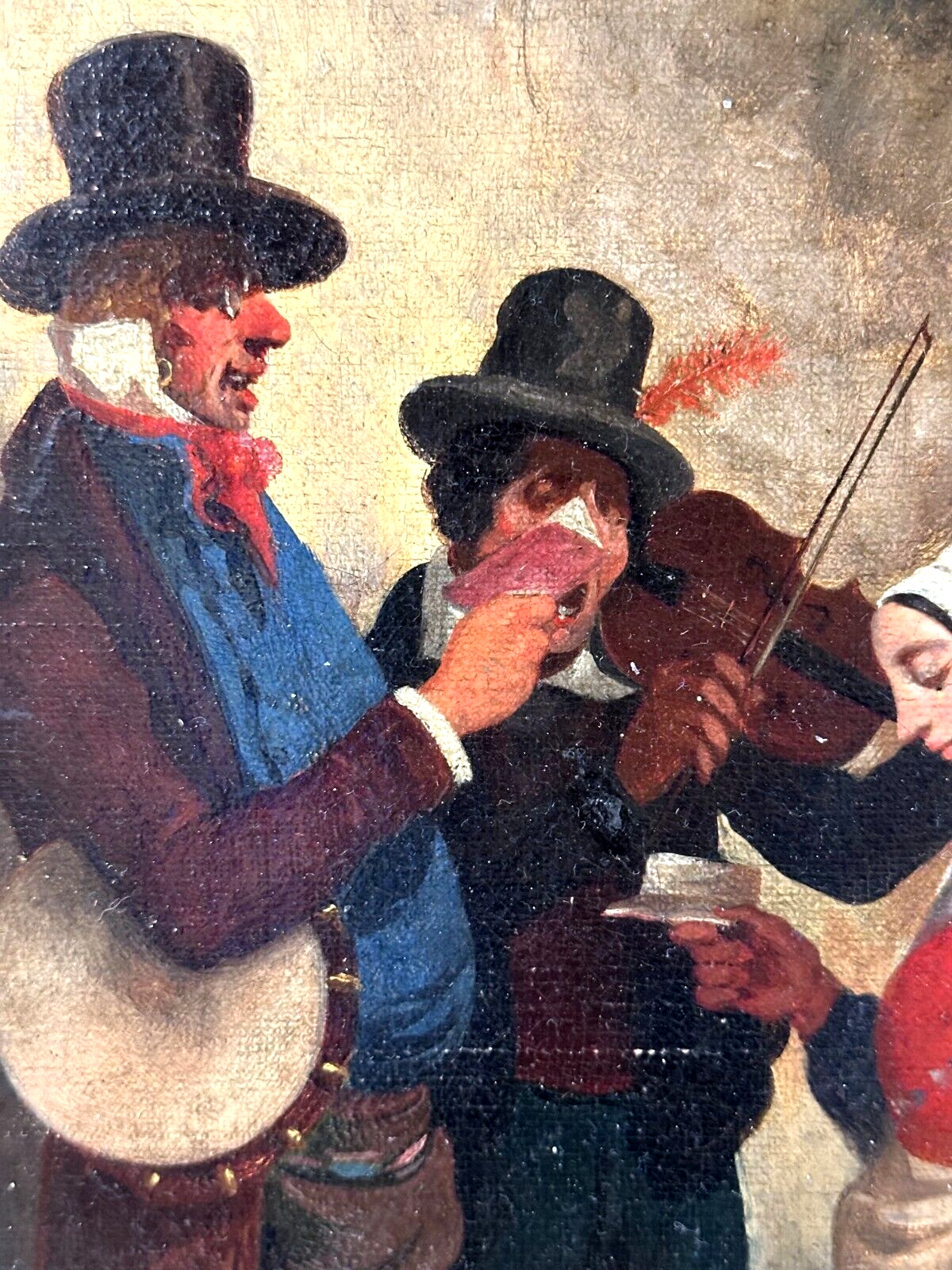 Öl auf Leinwand - Clement Pruche 1811–1890 - Straßenmusiker 1836 - signiert3