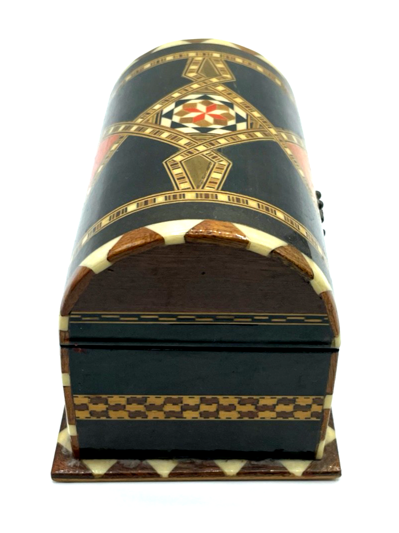 Vintage Schatulle Deckeldose feine Einlegearbeiten Intarsien Truhe Handarbeit3