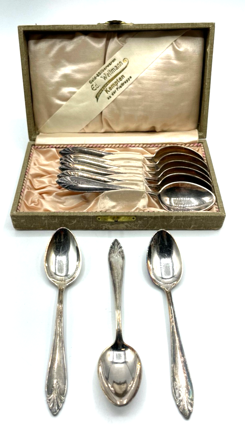 6 + 3 Kaffeelöffel o Teelöffel 100er Silber Auflage ZENTRA in Orig. Box um 19100