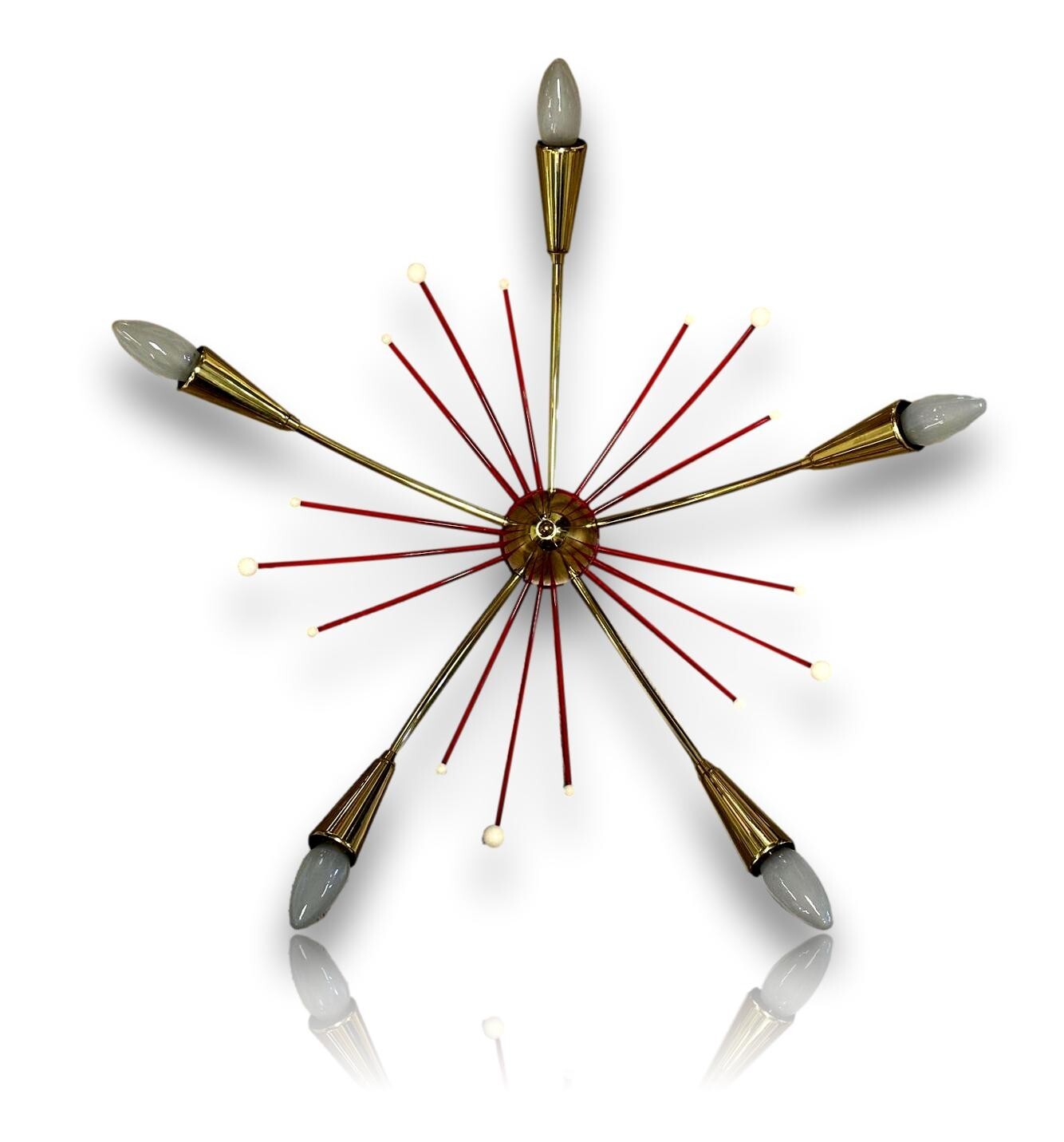 Wand-/Deckenlampe - Sputnik Spider Lampe - Roter Stern 50er Jahre - 5 flammig0