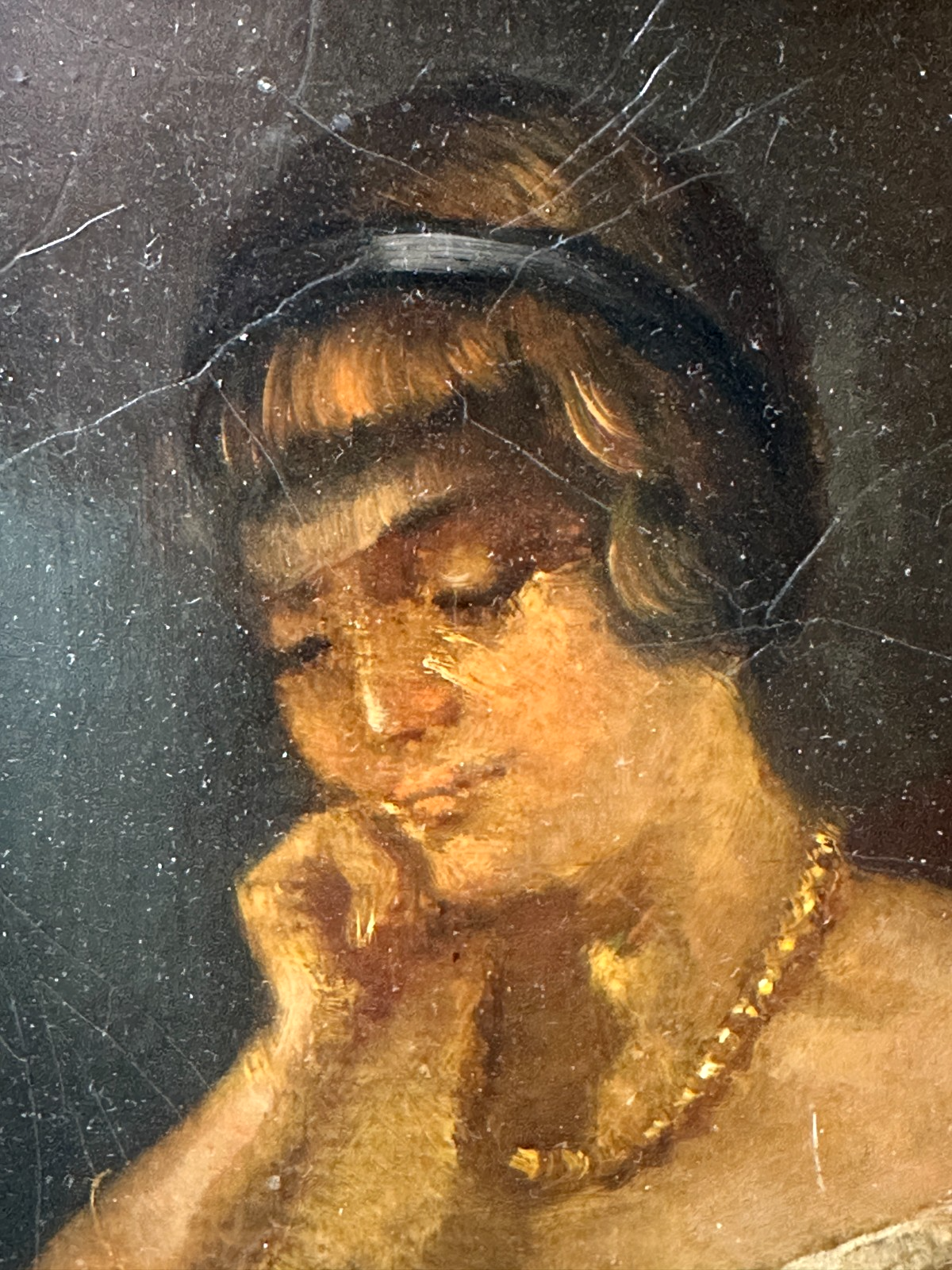 Lesende Schönheit – Originalgemälde von Ludwig Kandler (1865) - Öl auf Leinwand2