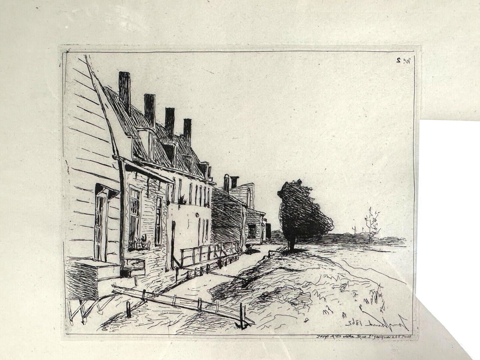 Johan Barthold Jongkind 1819-1891 - Radierung aus dem Jahr 1862 - ' Le Village'1