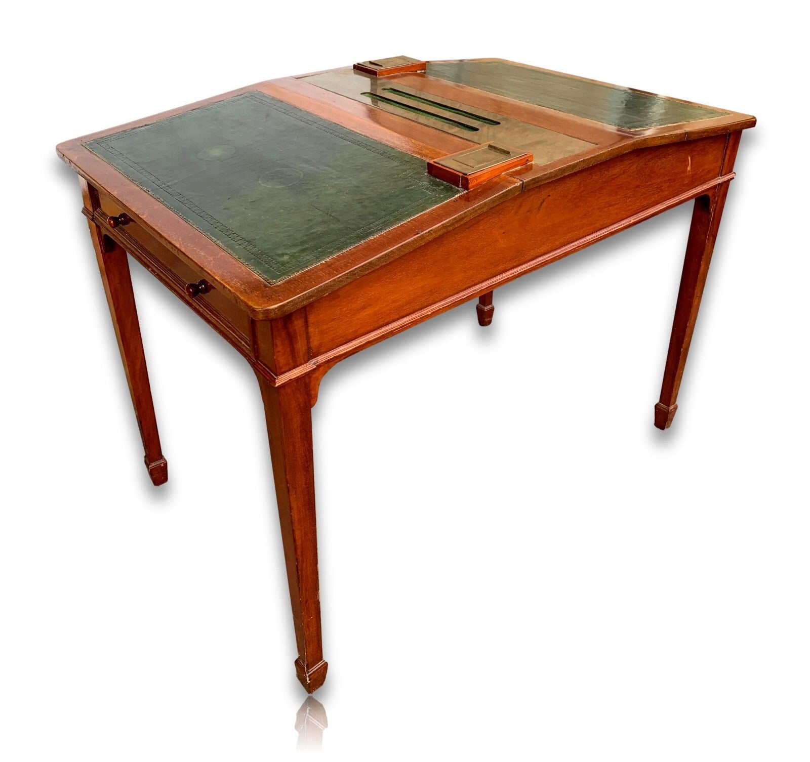 seltener Schreibtisch Doppel Sekretär - ca. 1890-1910 - Messing - Tintenfass0