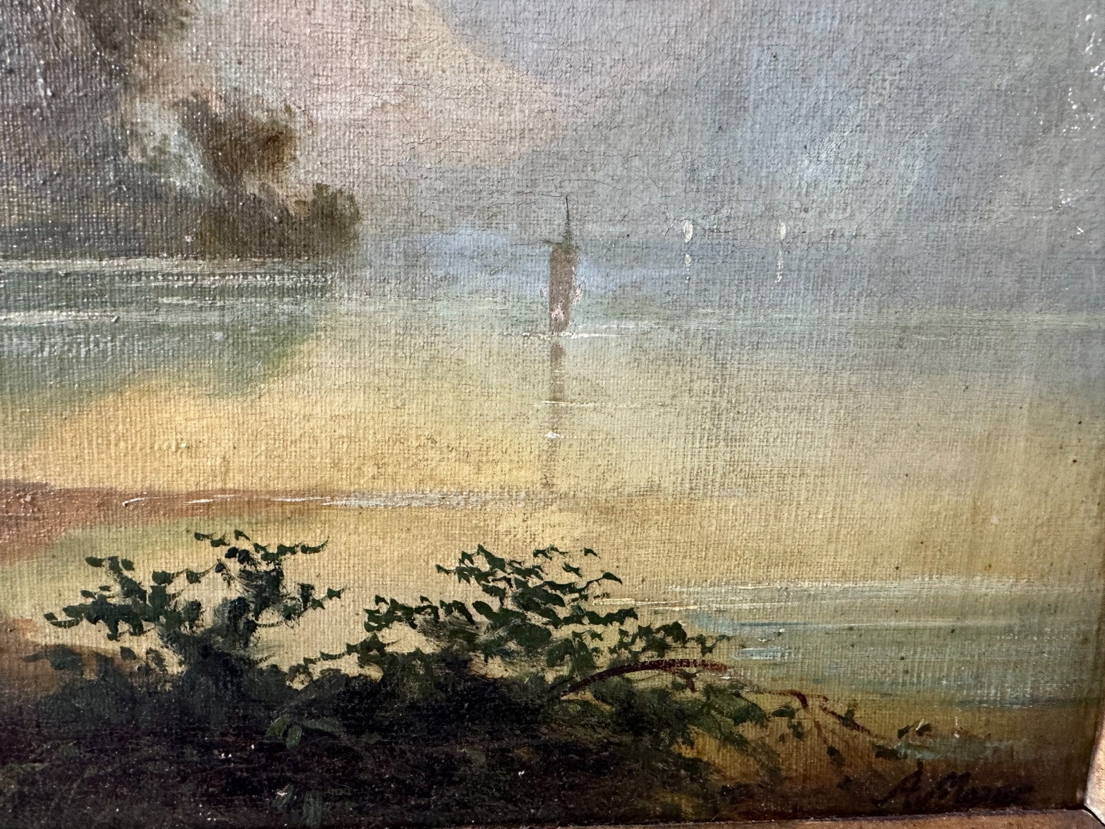 Öl auf Leinwand - A. Moser - Landschaftsgemälde - Voralpen um 18809
