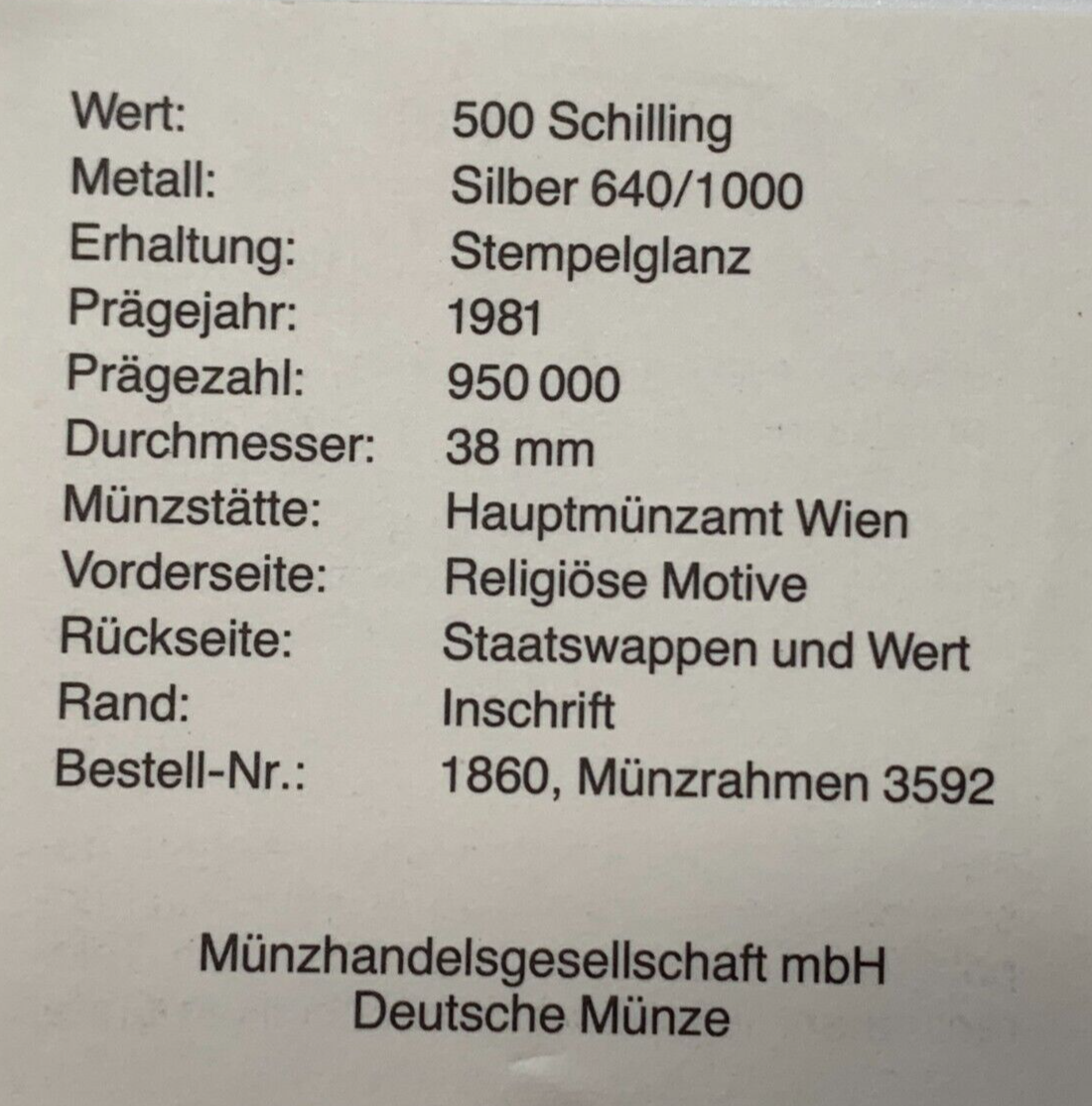 500 Schilling Österreich - Silber Münze - 200 Jahre Evangelische Kirche - Stgl3